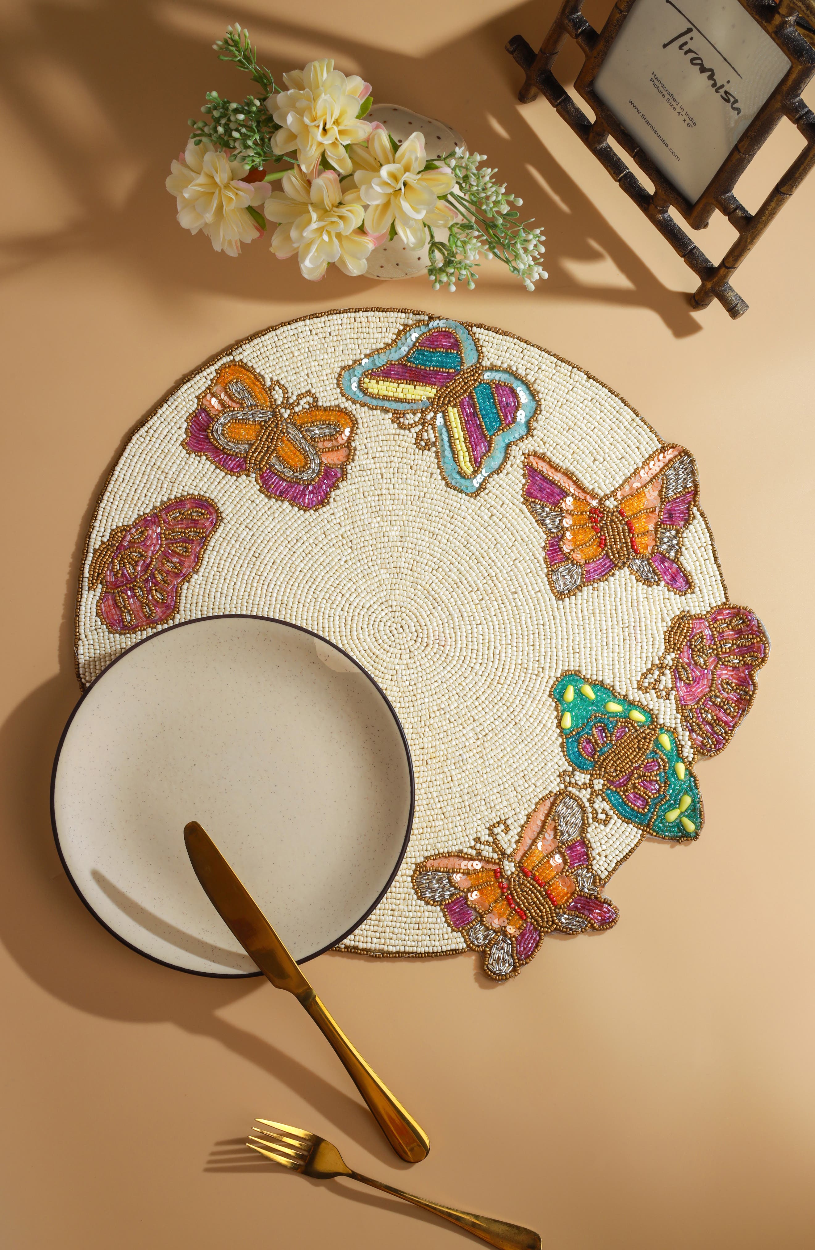 Tiramisu The Flutter Garden Beaded Charger