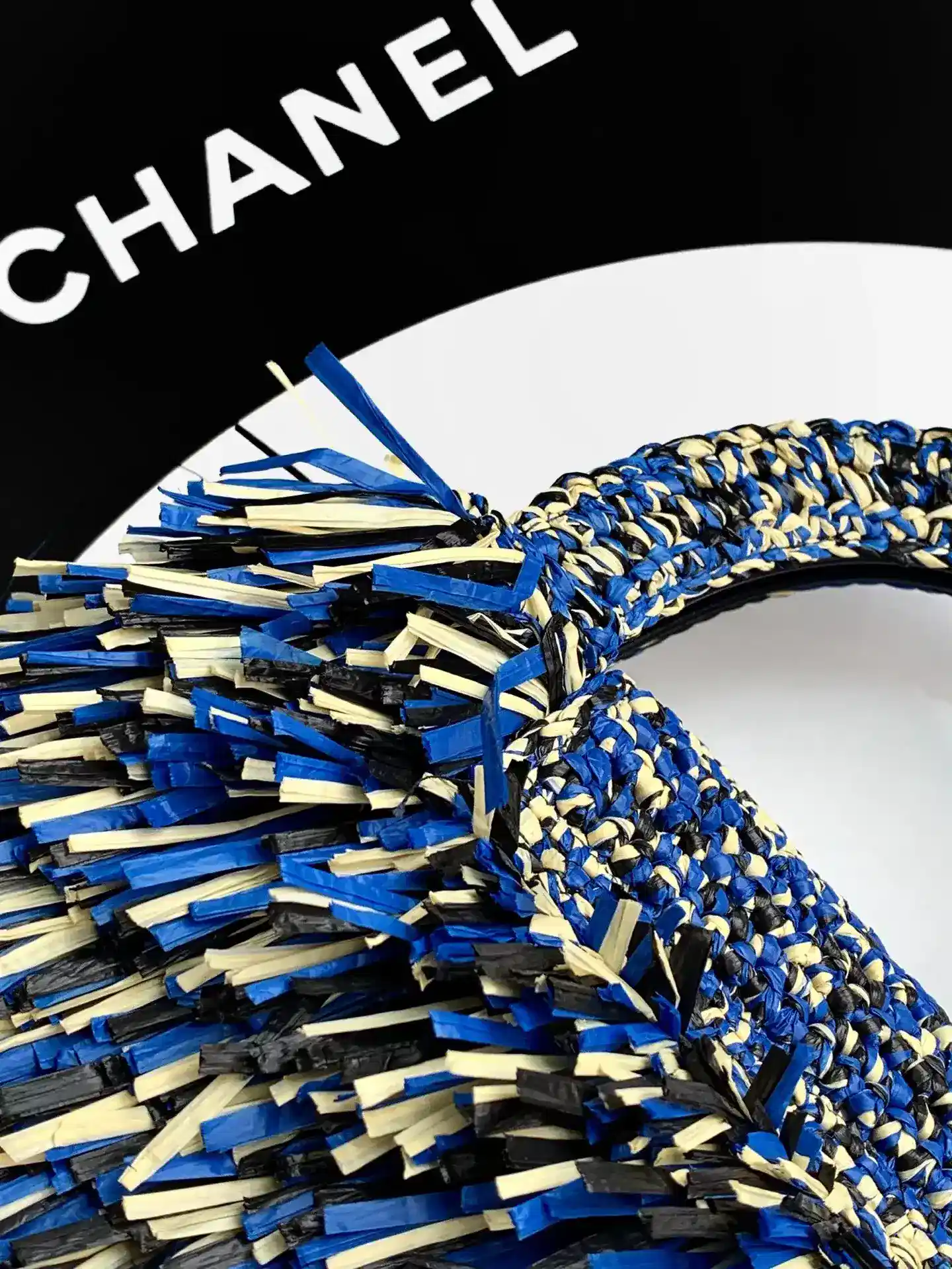 Chanel Blue Woven Leather Top Handle Bag product photo from LabelPicks