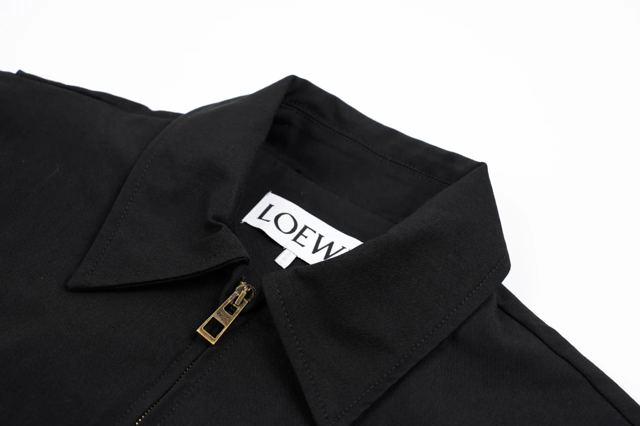 LOEWE Black Pleated Back Jacket with Leather Label product photo from LabelPicks