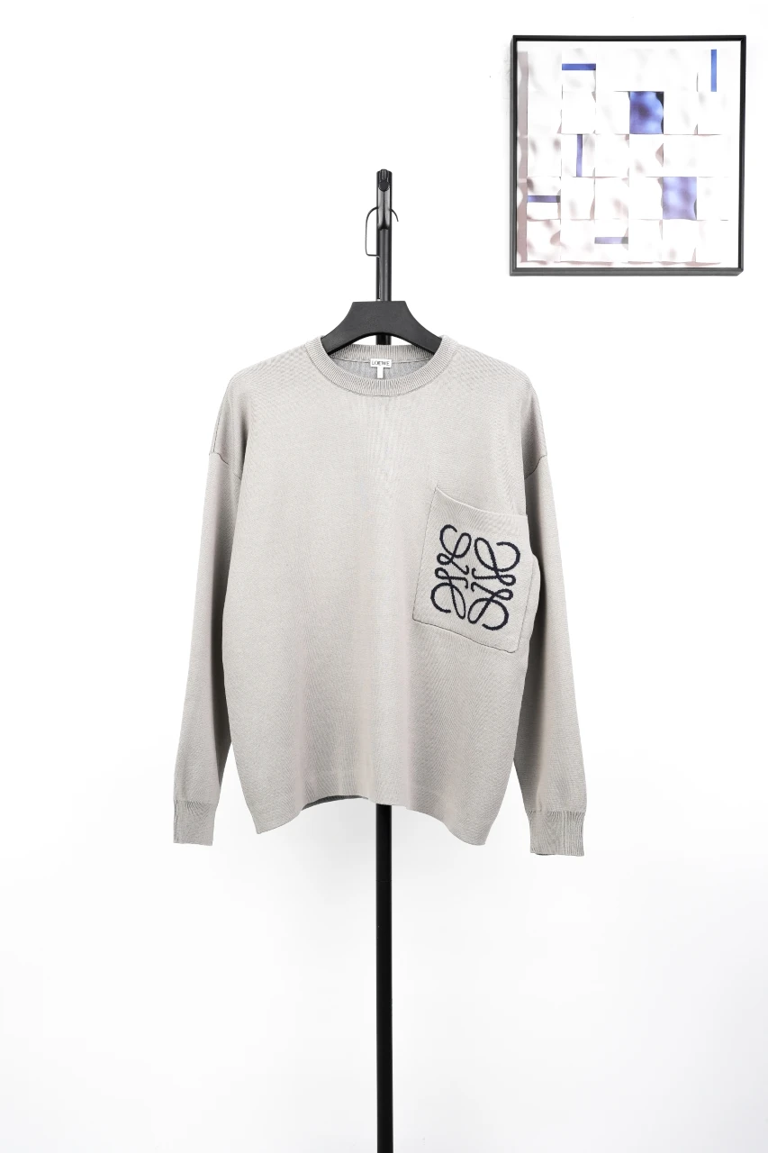 LOEWE Oatmeal Grey Pocket Anagram Crewneck Sweater product photo from LabelPicks