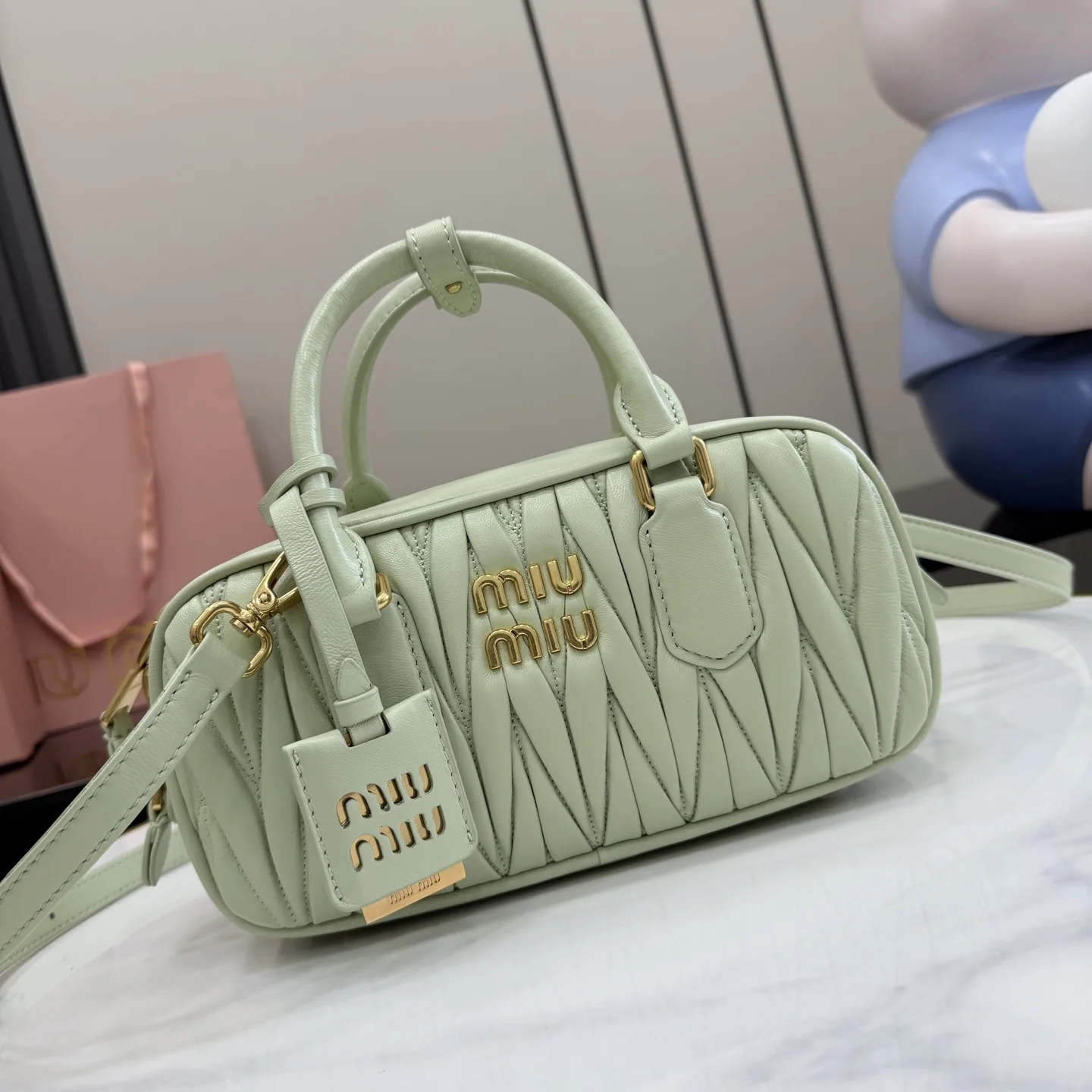 Miu Miu Matelasse Green Lambskin Top Handle Bag product photo from LabelPicks