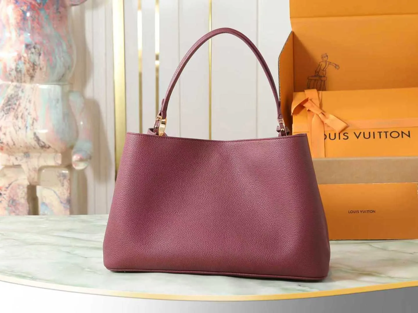 Louis Vuitton Burgundy Capucines Calfskin Top Handle Bag product photo from LabelPicks