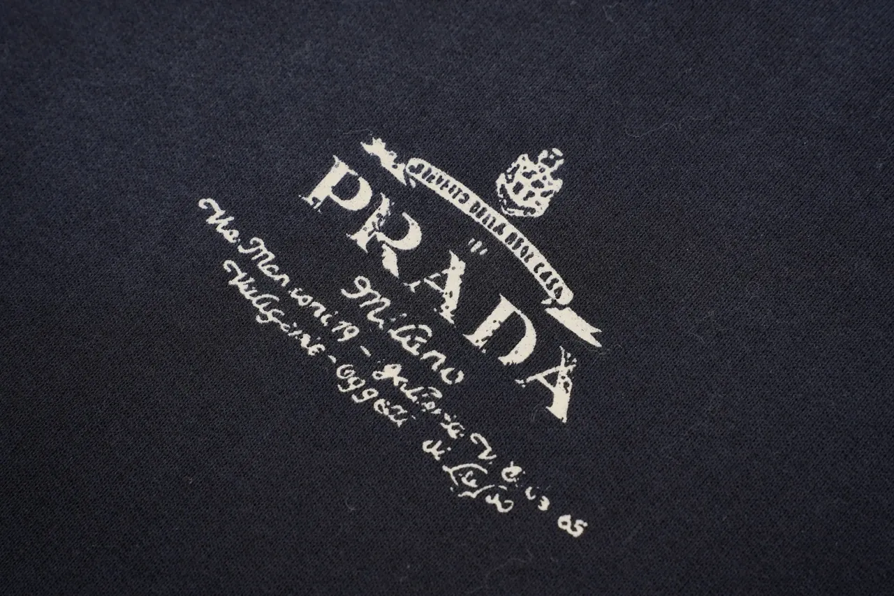 Prada Navy Washed Distressed Logo Crewneck Sweatshirt product photo from LabelPicks
