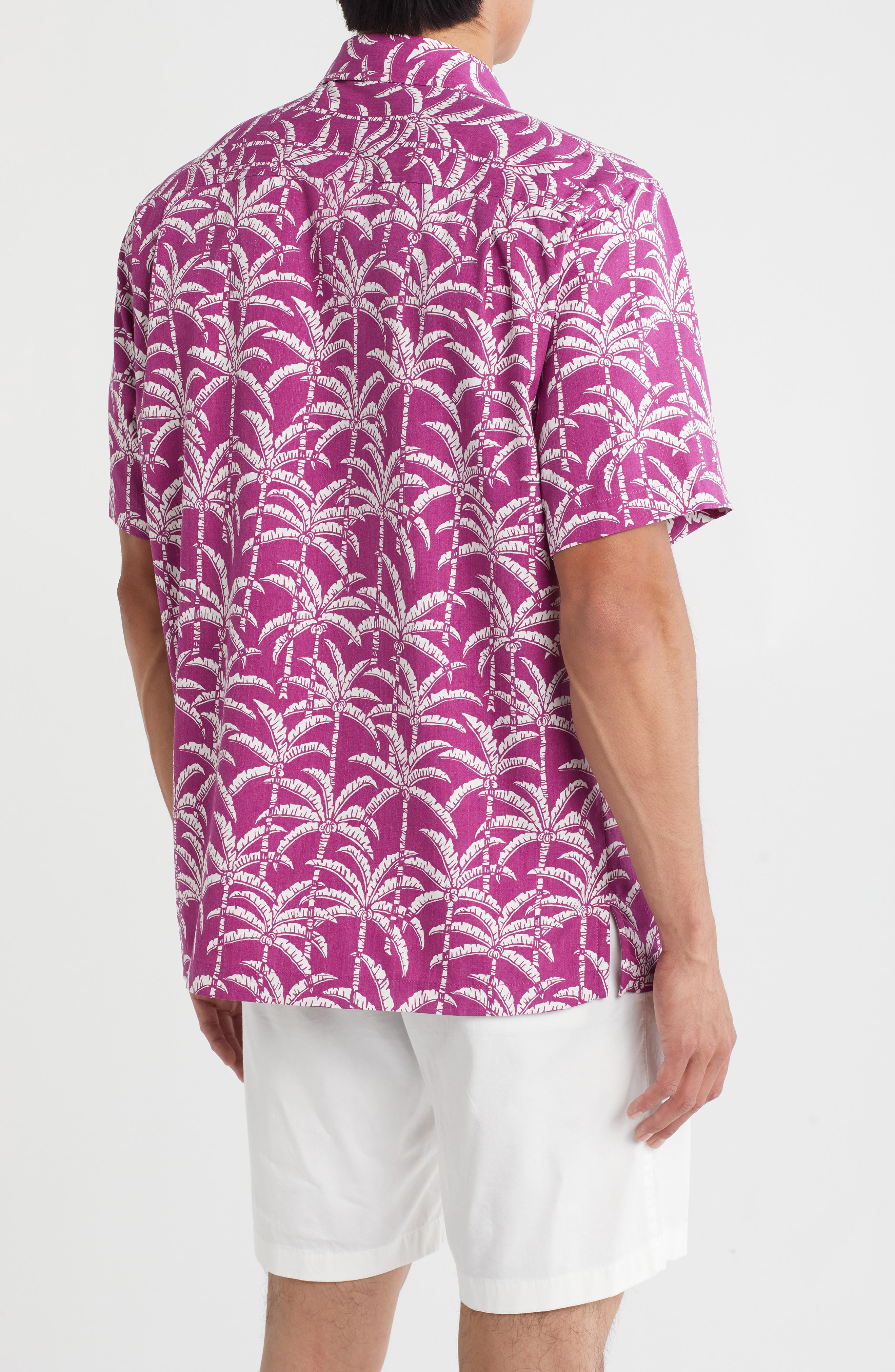 Tommy Bahama Palm Party Short Sleeve Silk Blend Button-Up Shirt