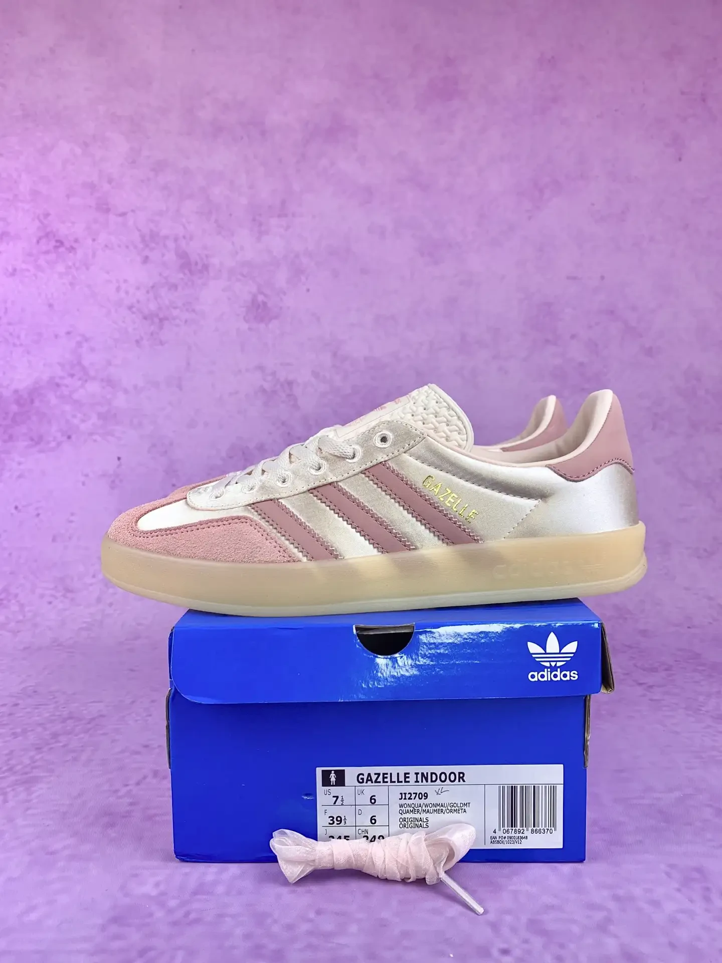 adidas Gazelle Indoor Pink Satin Suede Shoes product photo from LabelPicks