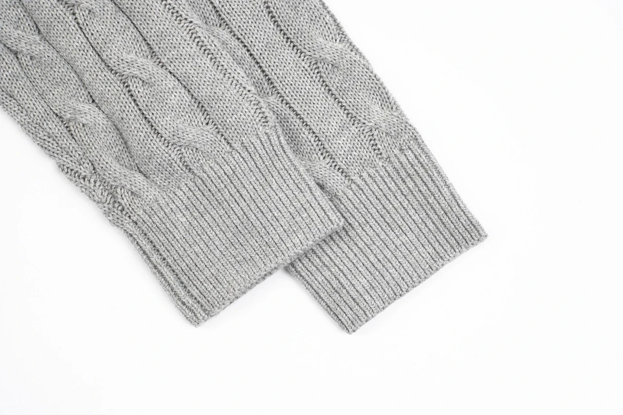 Ralph Lauren Light Grey Pony Embroidered Cable Knit Long Sleeve Polo Sweater product photo from LabelPicks