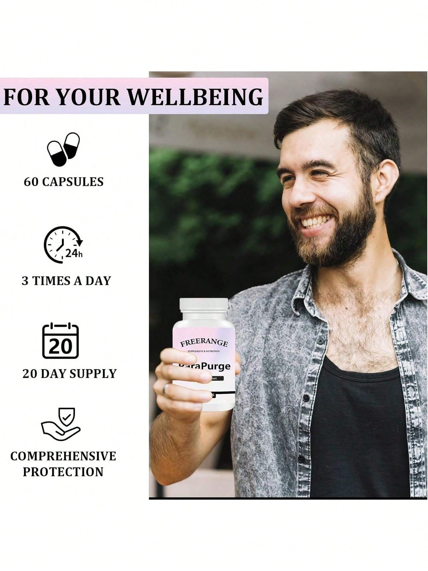 ParaPurge Gut Cleanse - Gut And Colon Support For Men & Women| Cleanse Capsules for Colon & Gut Health| Immune Support| Digestive System| Non-GMO| 60 Capsules| 20 Servings