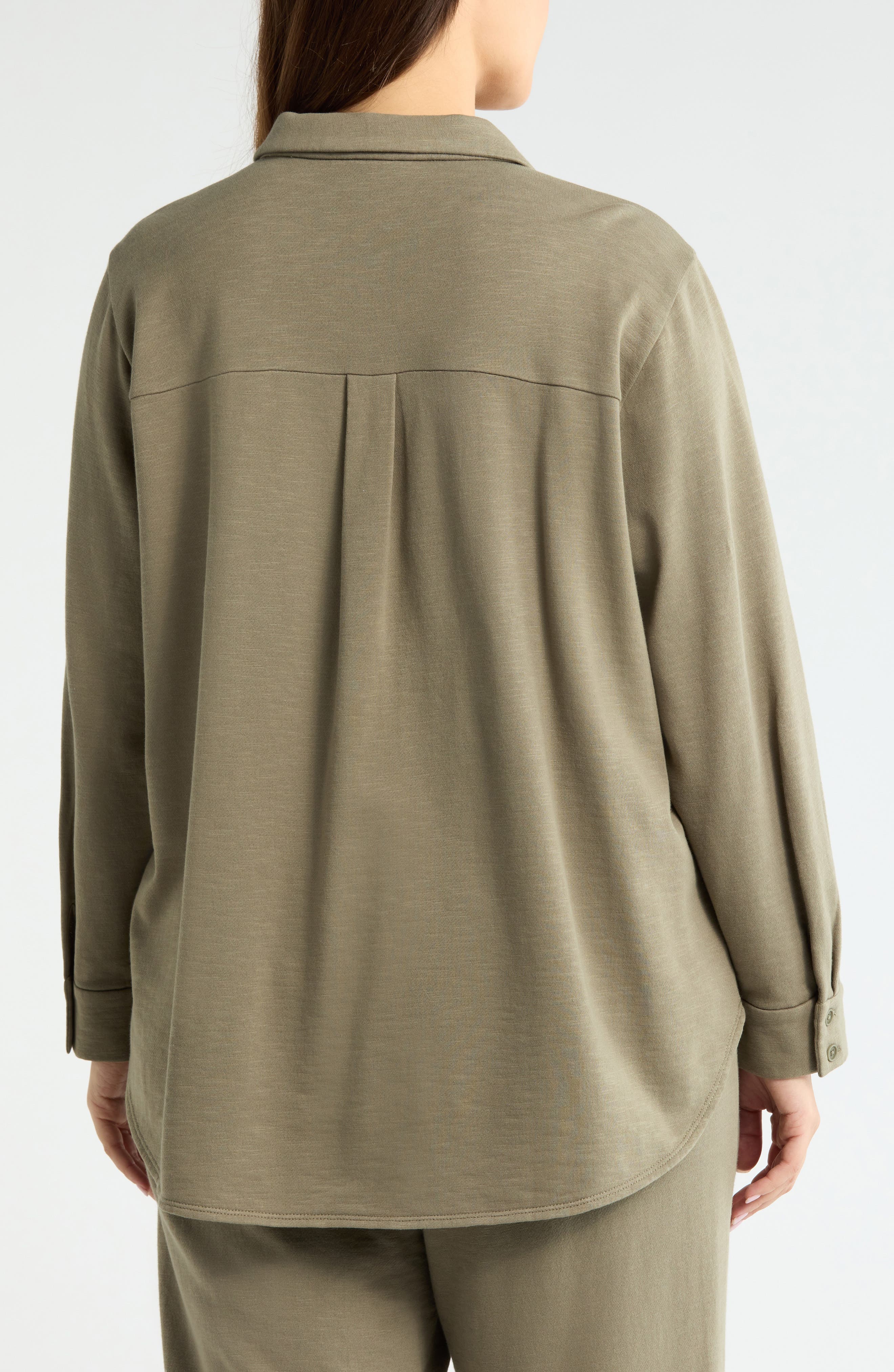 Eileen Fisher Classic Organic Cotton Terry Button-Up Shirt