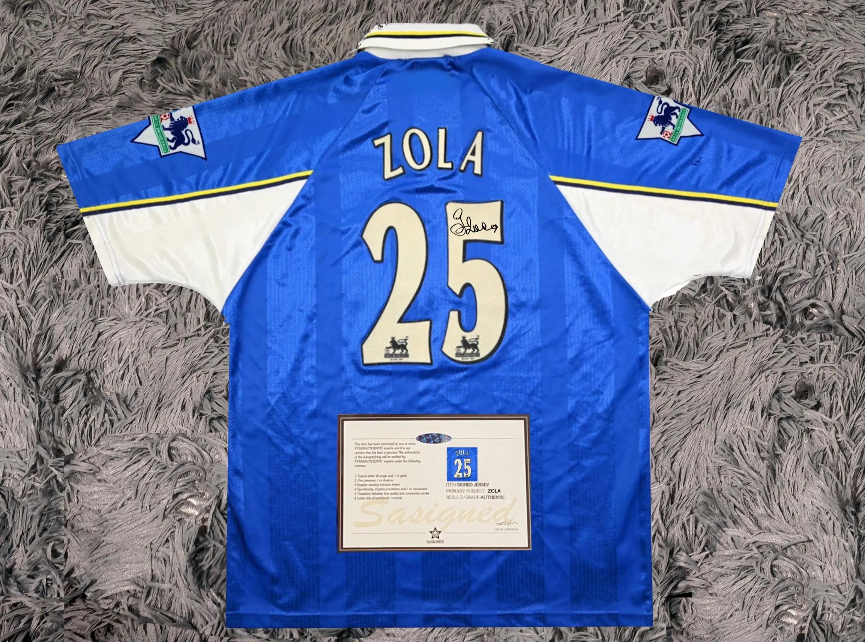 Gianfranco Zola SIGNED Chelsea Home 97/98 Home Jersey/Shirt - COA - 1997 Retro