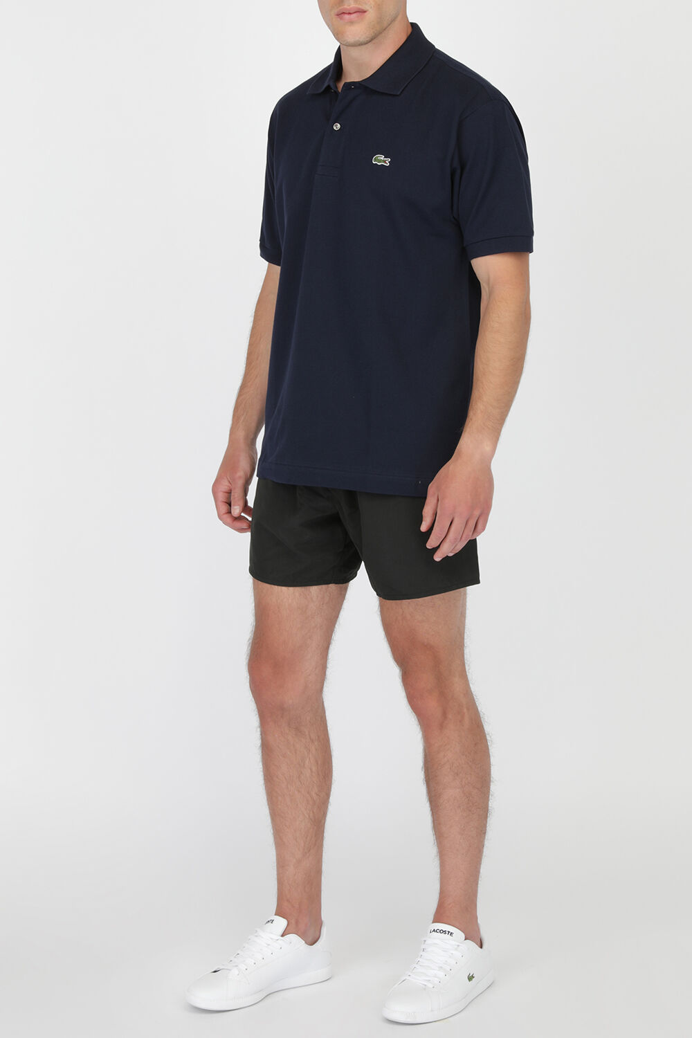 LACOSTE חולצת פולו קצרה בגוון כחול נייבי מכותנה