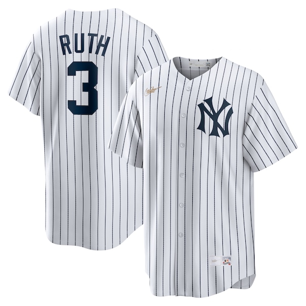 Babe Ruth New York Yankees Nike Home Cooperstown Collection Player Jersey - White/Gray