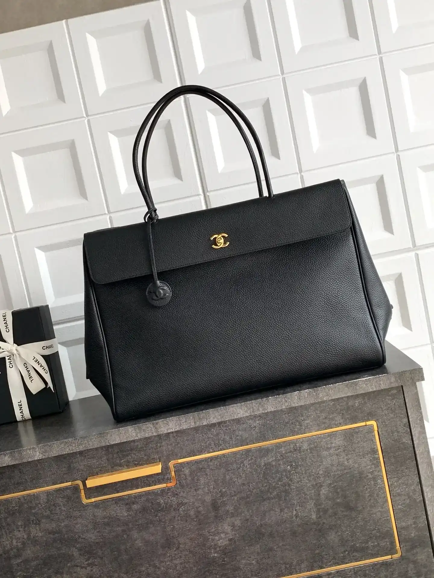 Chanel Gabrielle Black Calfskin Tote Bag product photo from LabelPicks