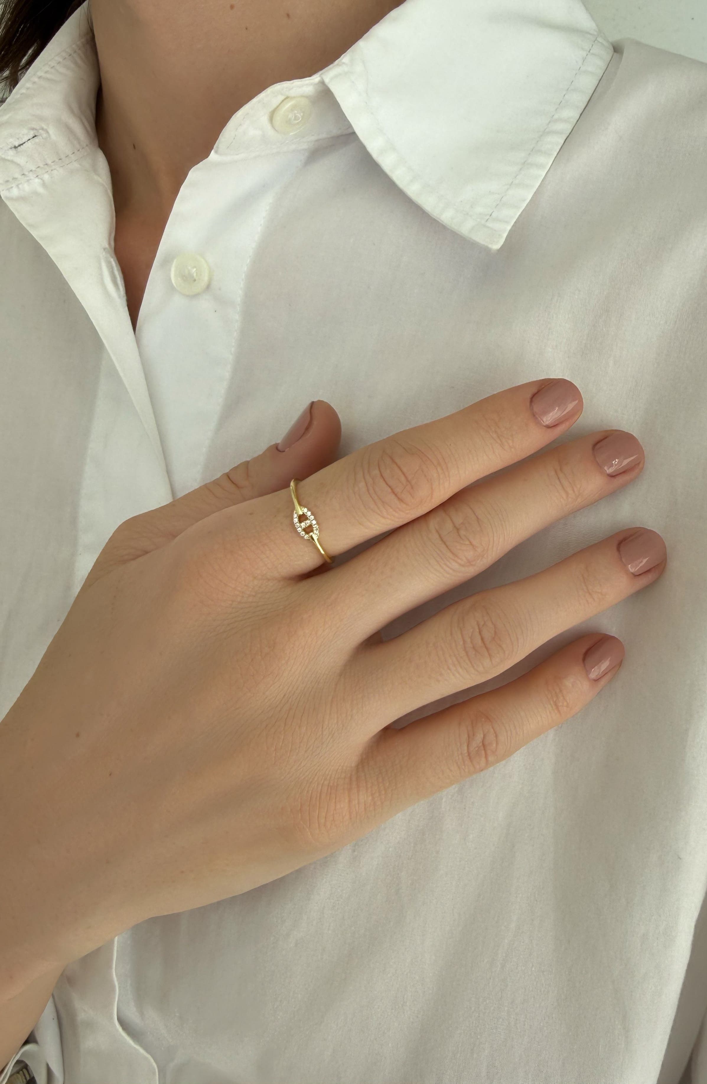 Adornia 14K Gold Plated Cubic Zirconia Mariner Link Ring
