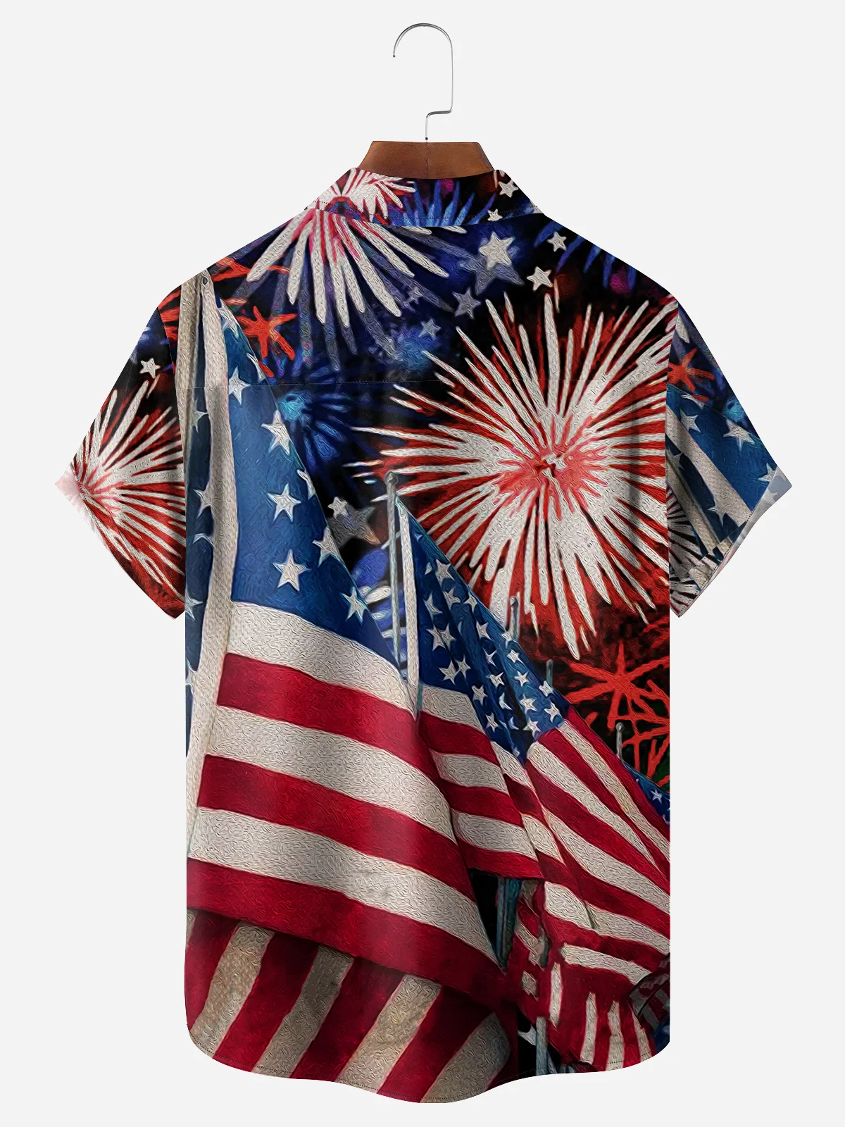 Indepndence Day Flag Chest Pocket Short Sleeve Shirt