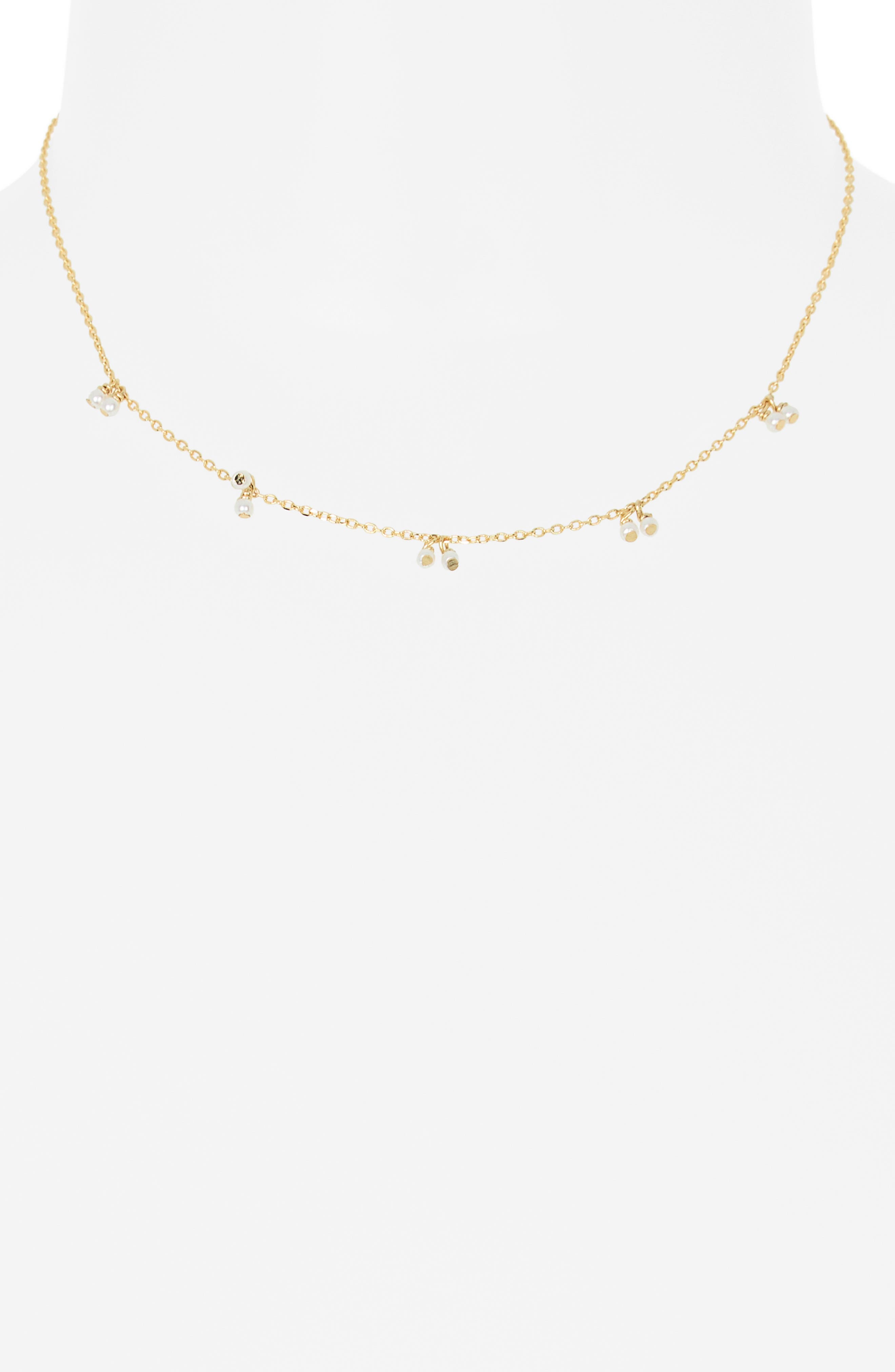 NORDSTROM RACK Demi Fine Faux Pearl Charm Chain Necklace