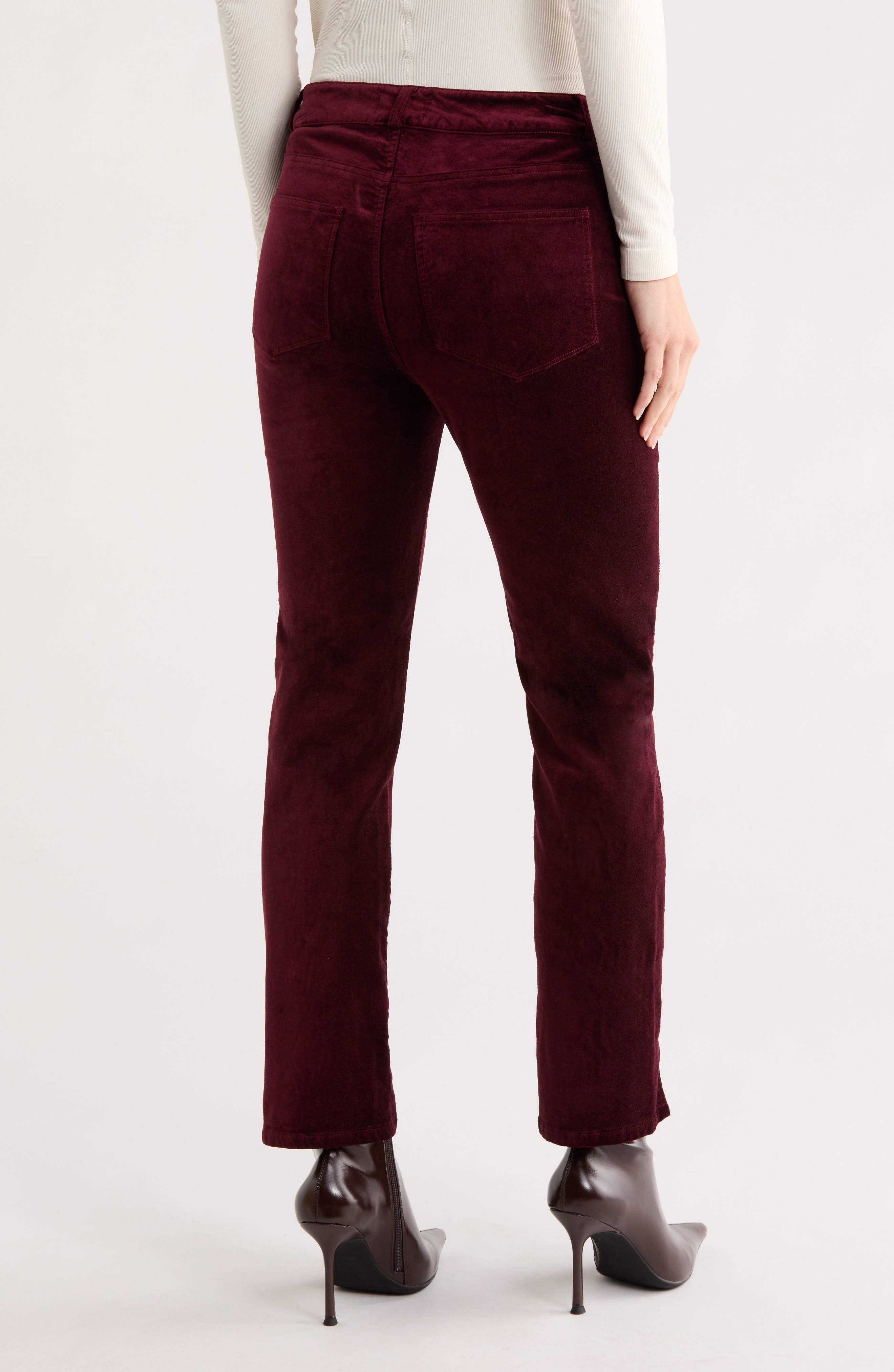 PAIGE Cindy Twist Seam High Waist Ankle Straight Leg Velvet Pants