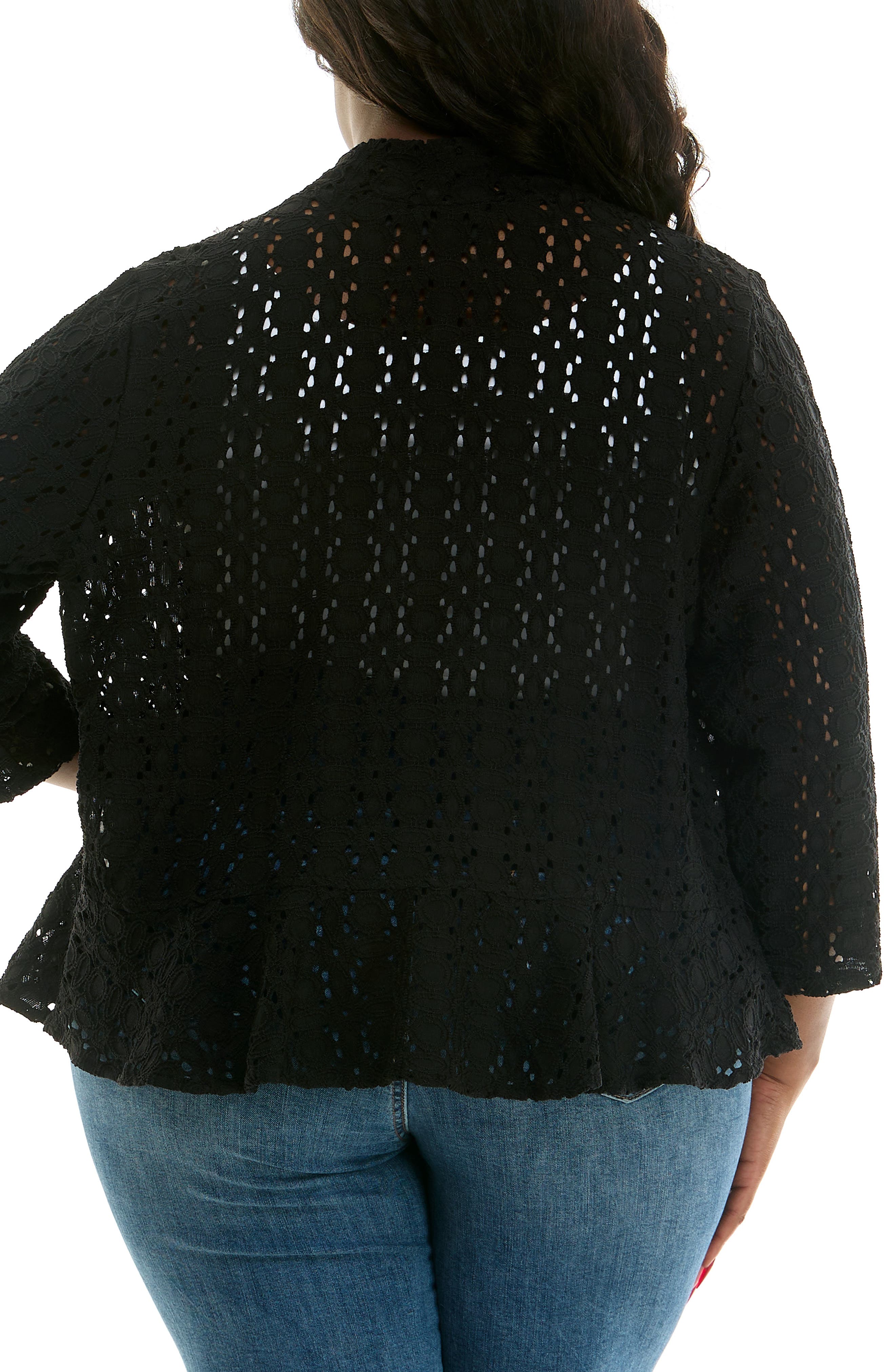 Nina Leonard Lace Three-Quarter Sleeve Bolero