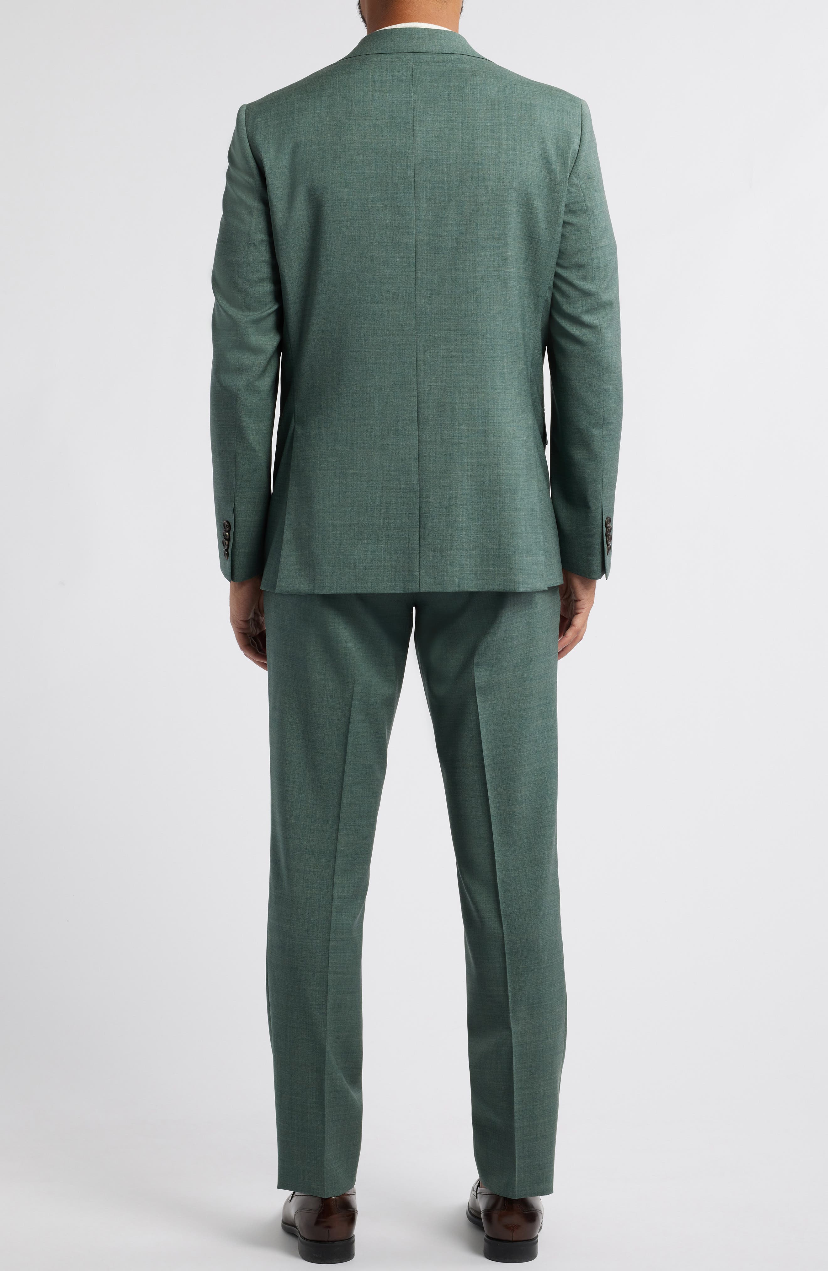 Jack Victor Esprit Solid Green Wool Twill Suit