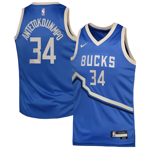 Giannis Antetokounmpo Milwaukee Bucks Nike Youth 2024/25 Swingman Player Jersey - City Edition - Royal