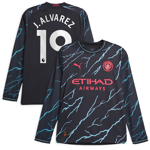 Julián Álvarez Manchester City Puma 2023/24 Third Replica Long Sleeve Player Jersey - Navy