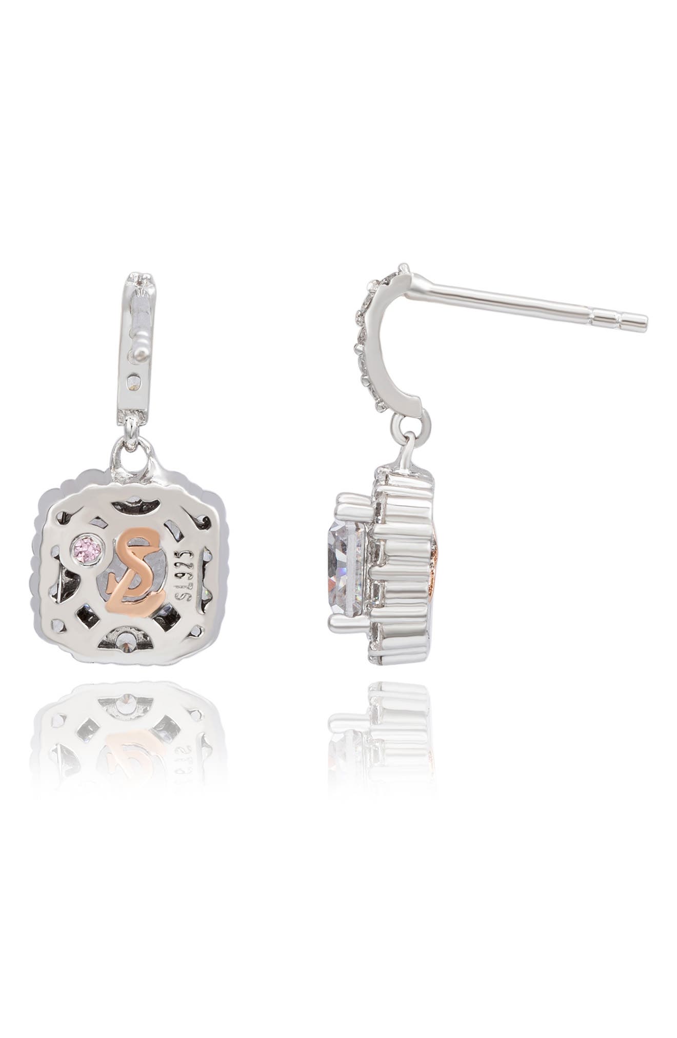 SUZY LEVIAN Asscher Cut White Cubic Zirconia Drop Earrings