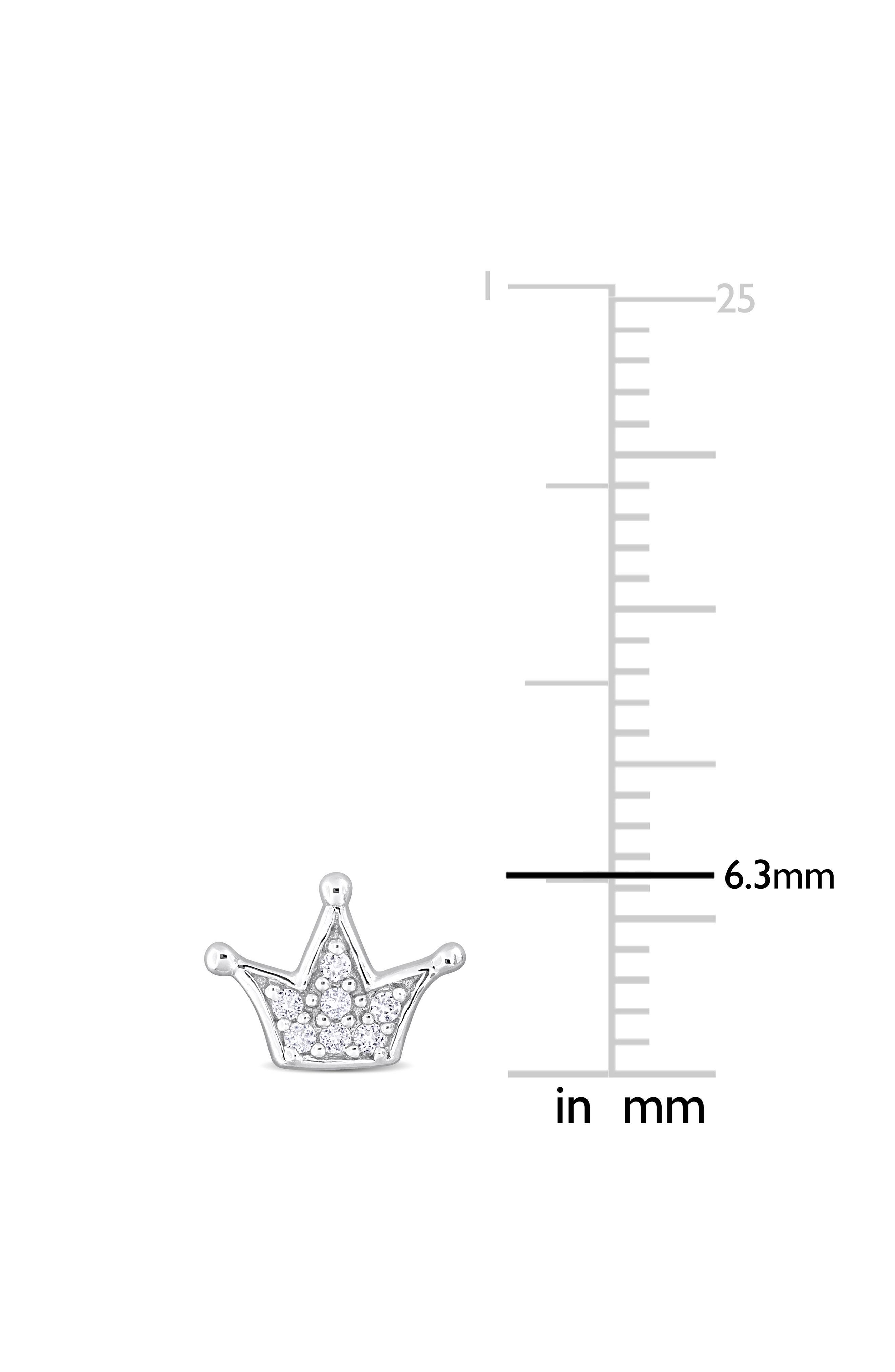DELMAR Created White Sapphire Crown Stud Earrings