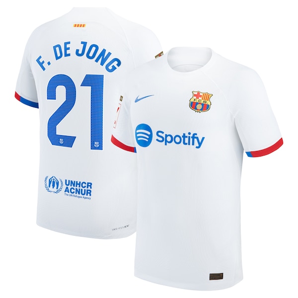 Frenkie de Jong Barcelona Nike 2023/24 Away Authentic Jersey - White/Aqua/Royal