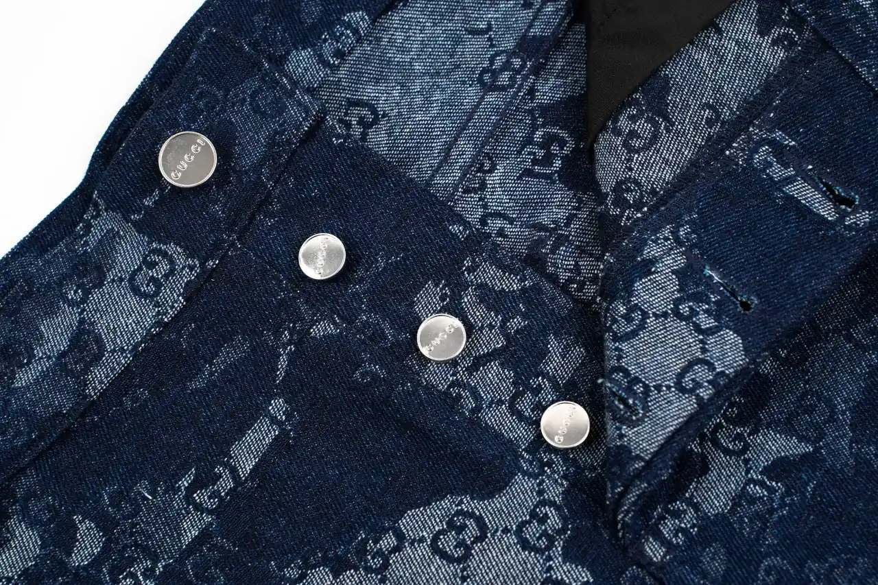 GUCCI Blue White Marble GG Denim Pants product photo from LabelPicks