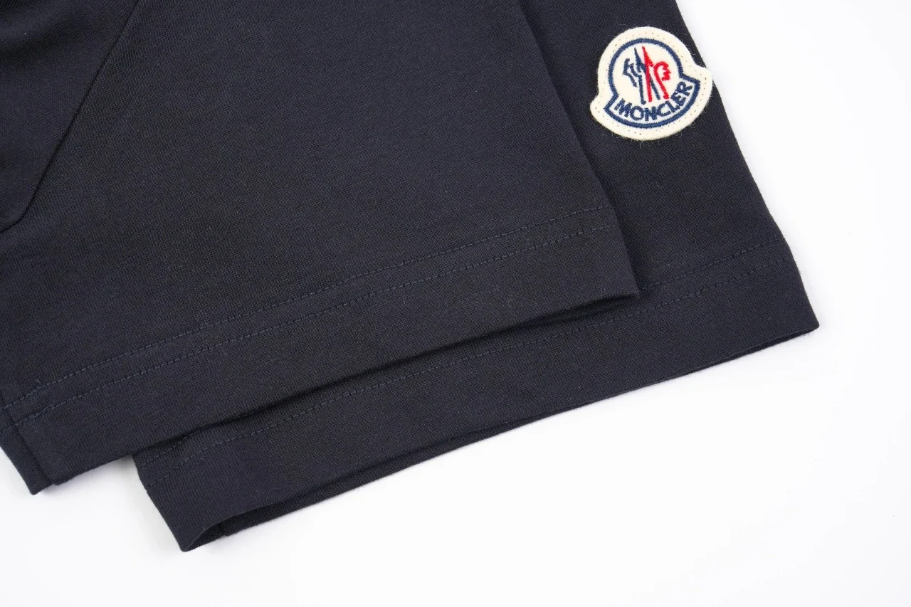 Moncler Navy Brown Contrast-Collar Embroidered T-Shirt product photo from LabelPicks