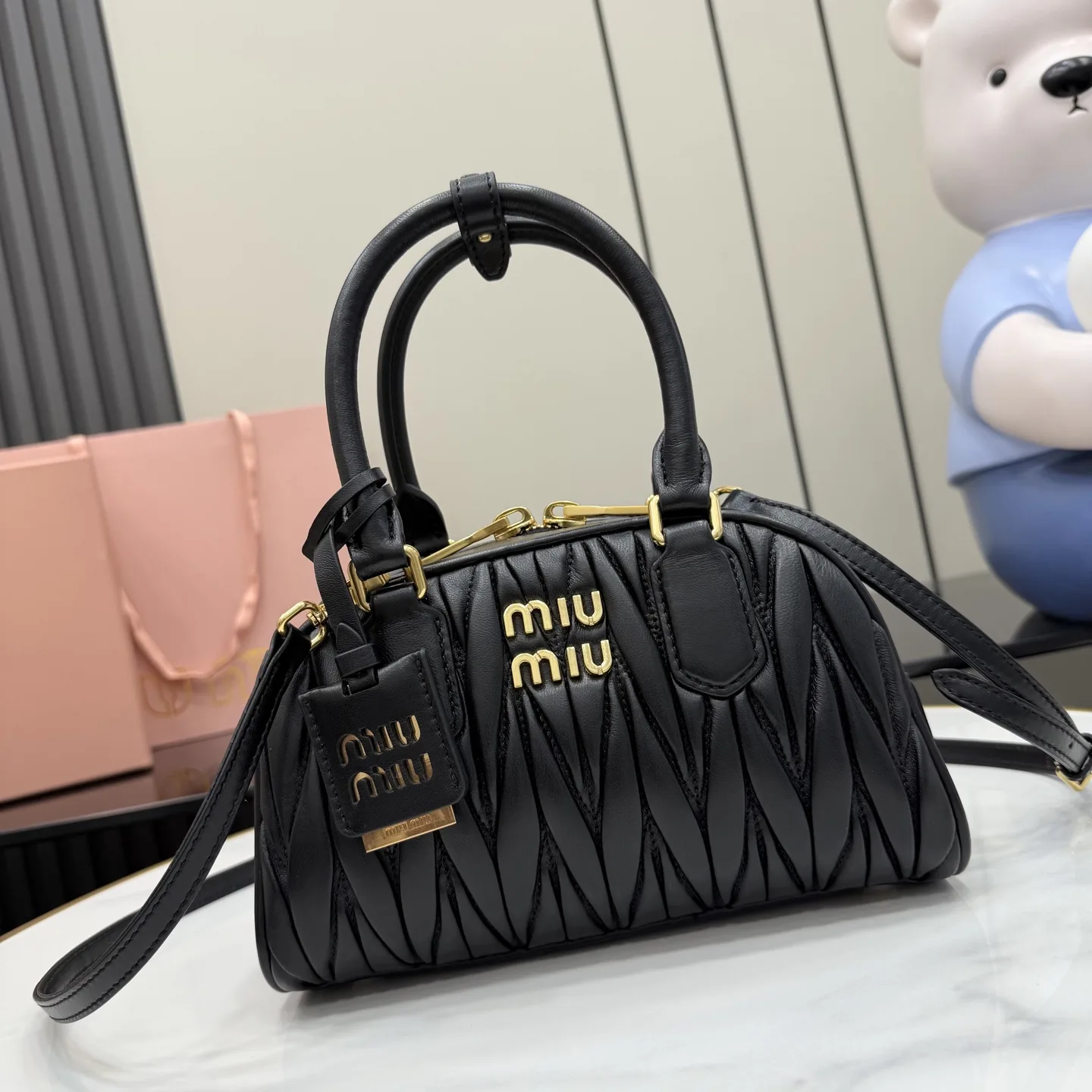 Miu Miu Arcadie Black Lambskin Top Handle Bag product photo from LabelPicks