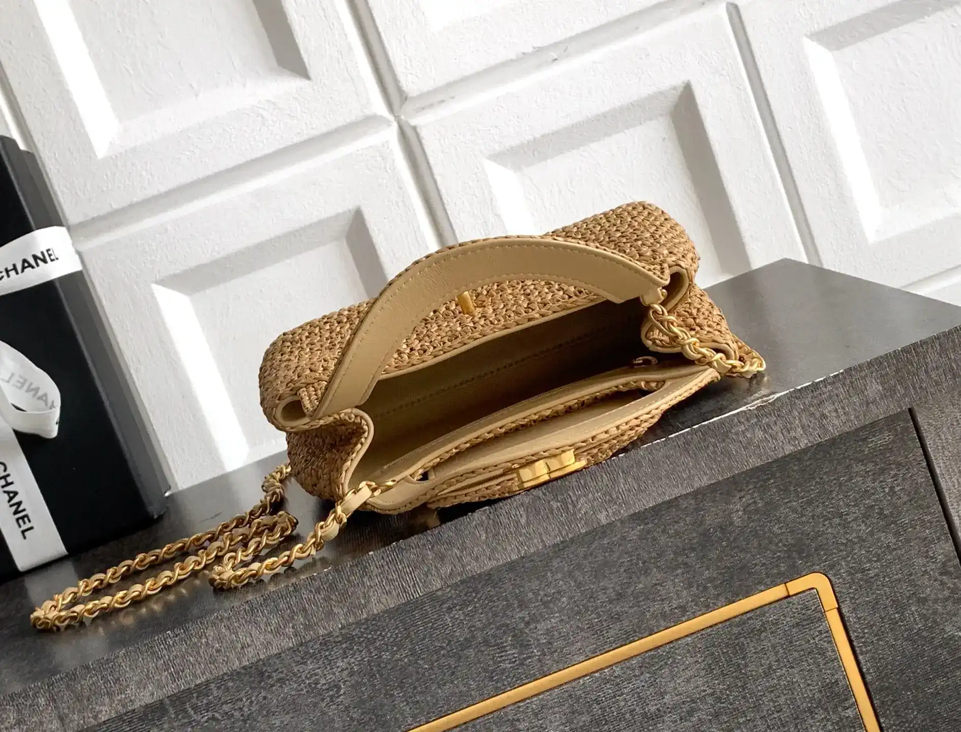 Chanel Brown Woven Leather Top Handle Bag product photo from LabelPicks