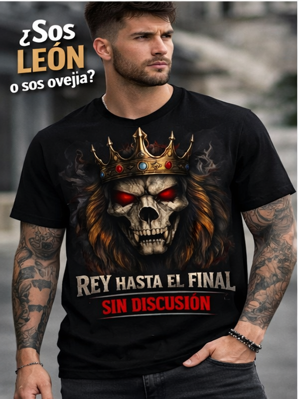 Remera León Calavera Rey | Streetwear Dark Unisex