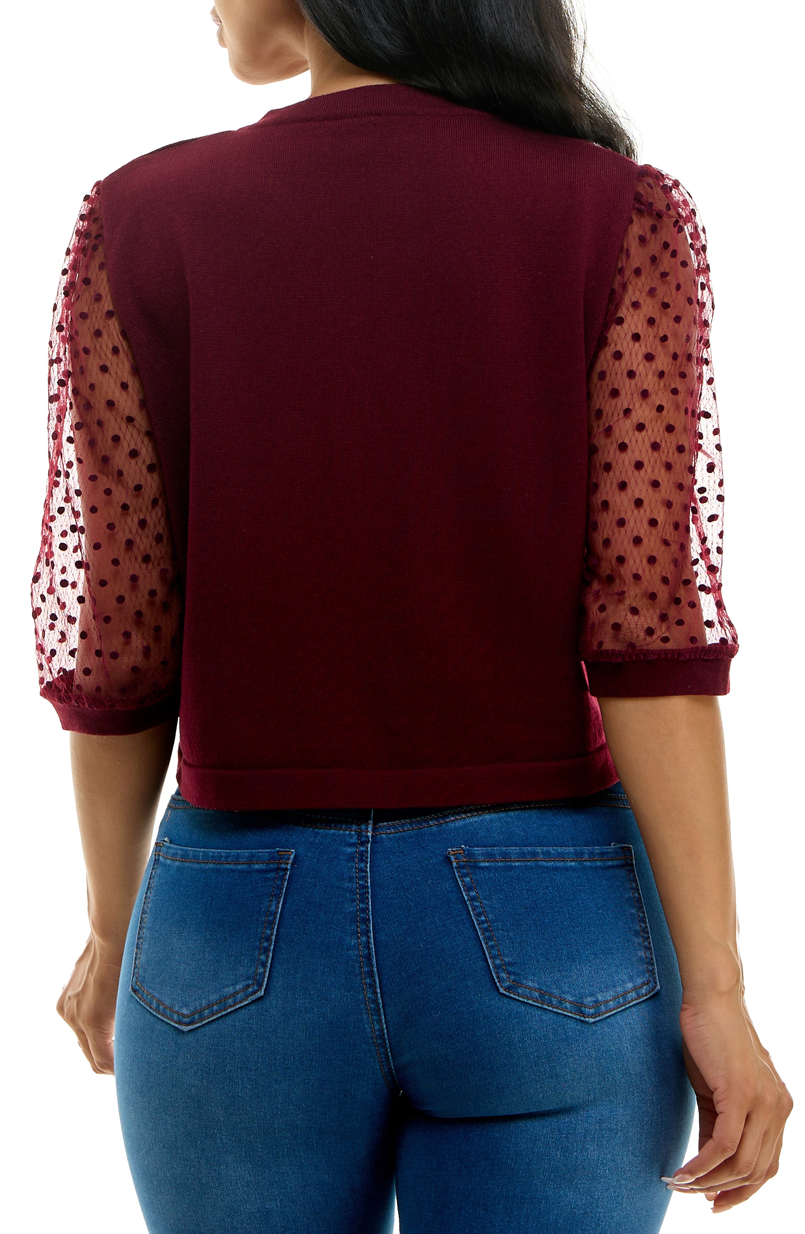 Nina Leonard Dot Mesh Sleeve Bolero