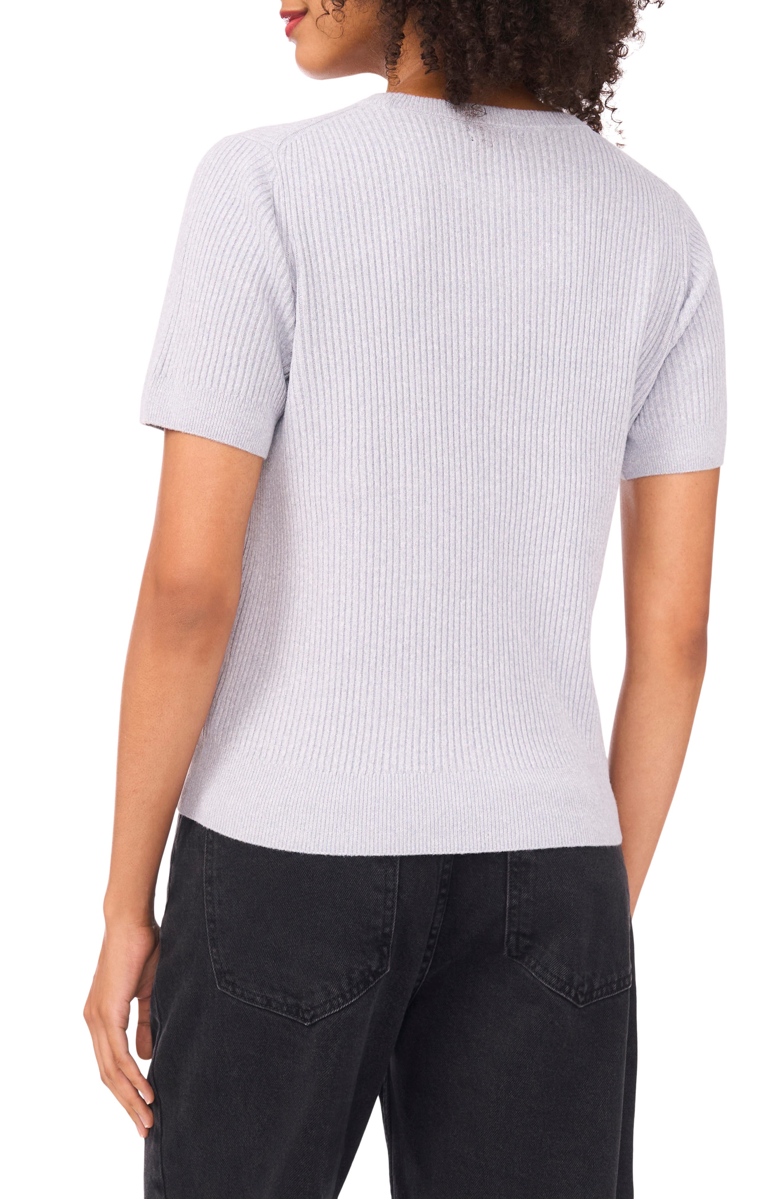 Halogen® Short Sleeve Rib Sweater Top