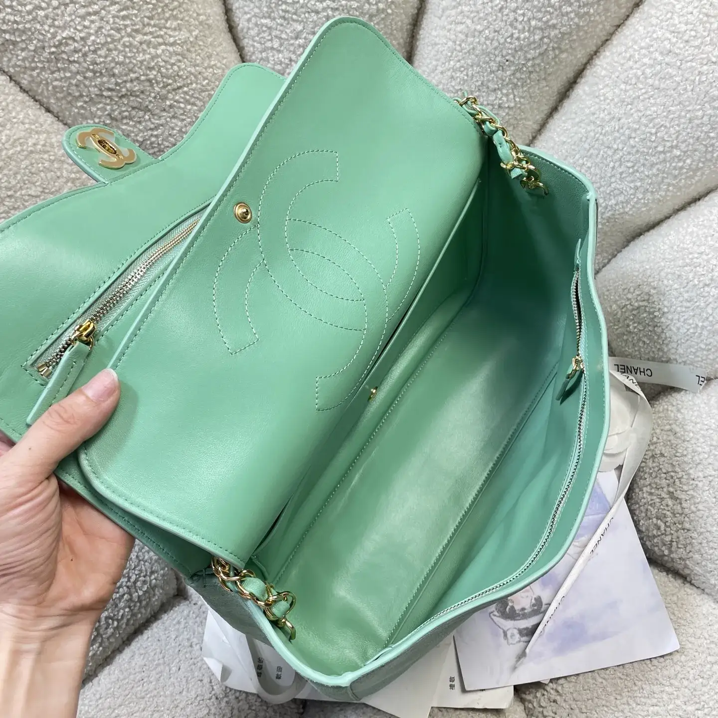 Chanel Classic Flap Green Grained Leather Shoulder Bag product photo from LabelPicks