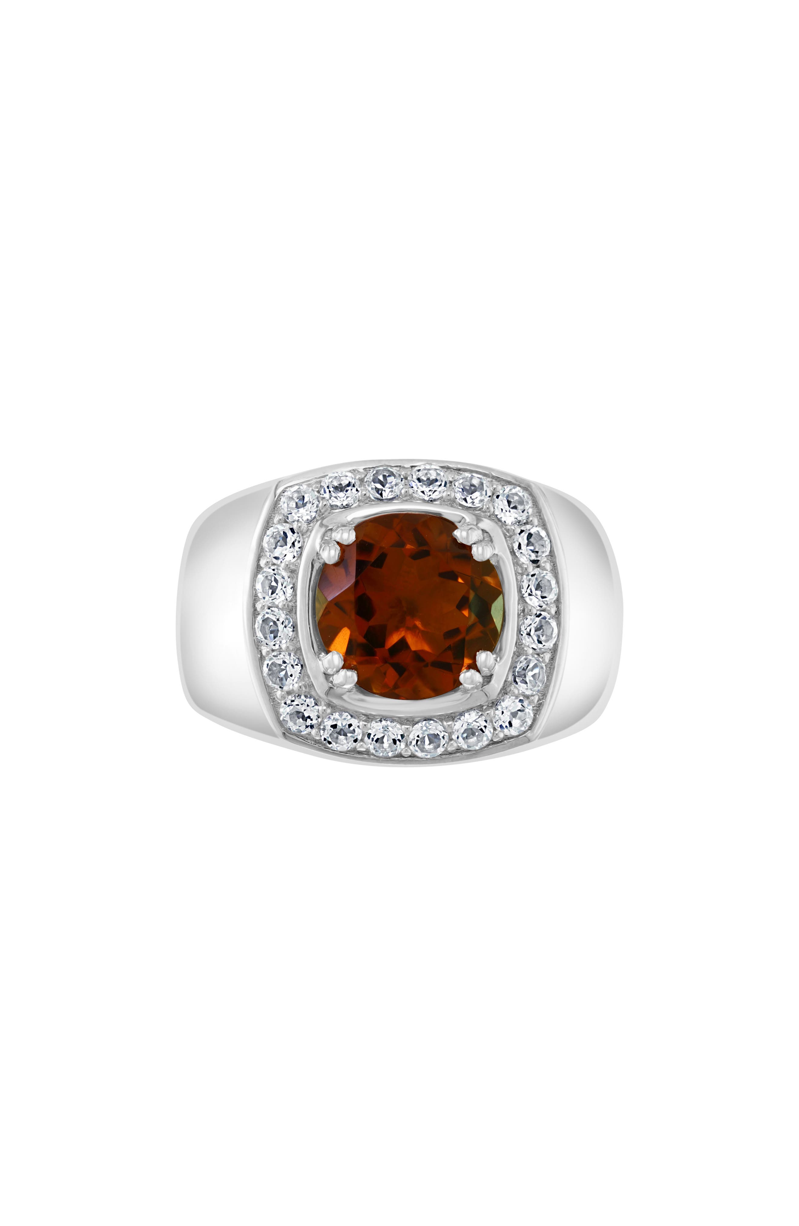 EFFY Men's Smoky Quartz & White Topaz Signet Ring