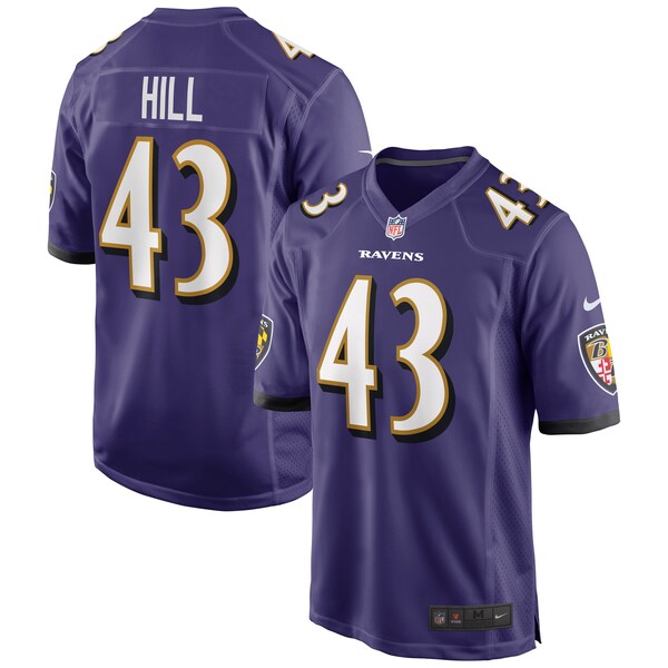 Justice Hill Baltimore Ravens Nike Game Jersey - Purple