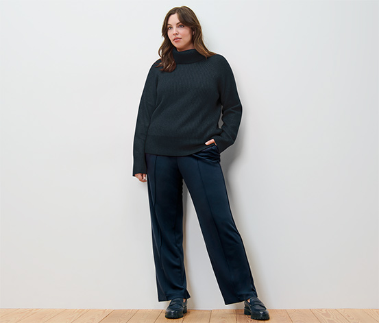 Grobstrickpullover mit Rollkragen, rostrot