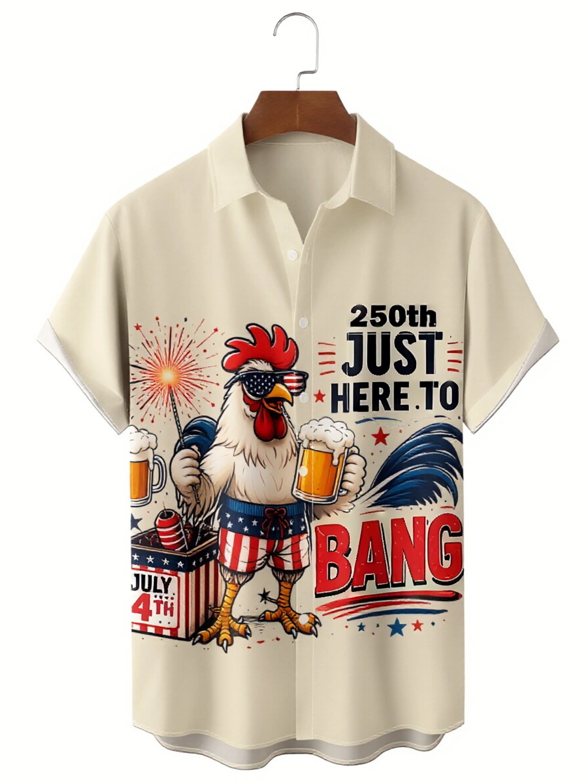 Men's printed shirts U.S. Independence Day Anniversary Funny Pattern Hawaiian Shirt