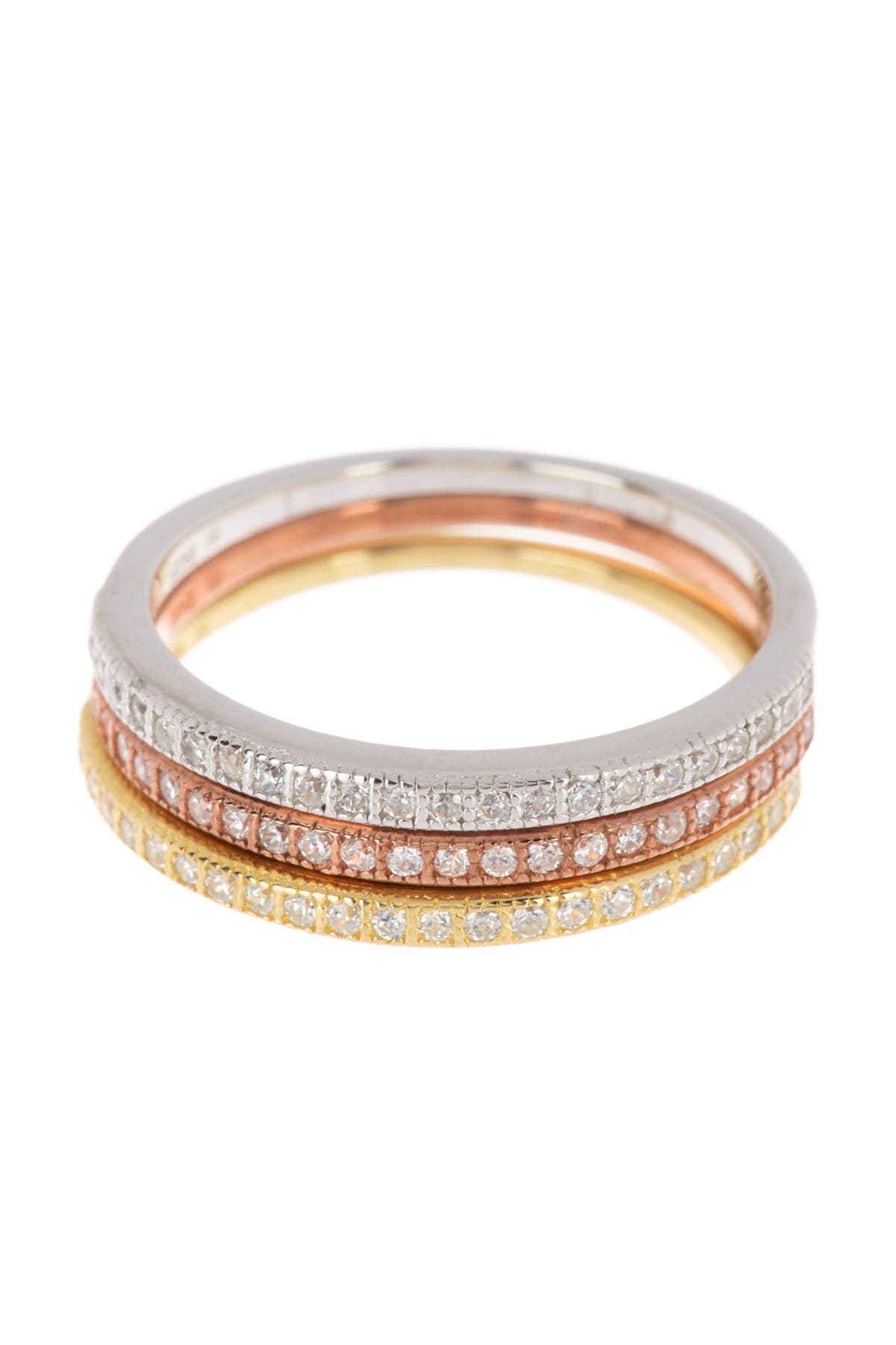 Adornia Tri-Tone Swarovski Crystal Half Eternity Band Set