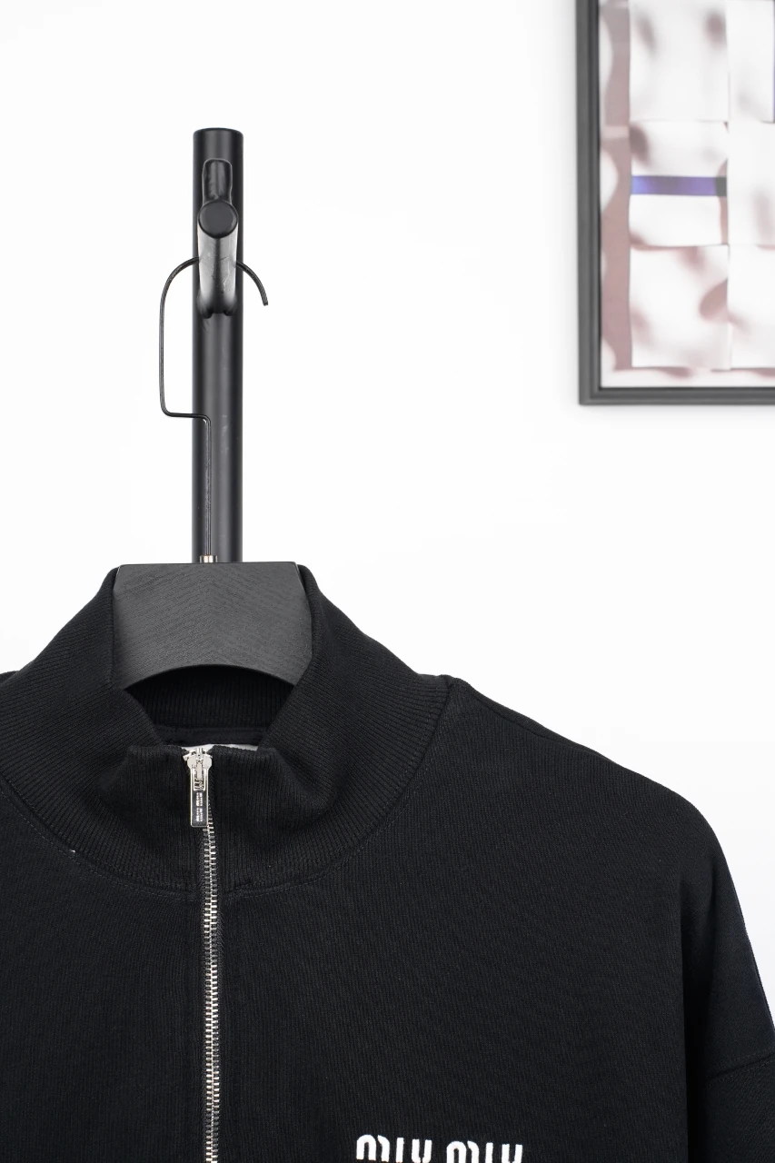 Miu Miu Black Logo Half Zip Fleece Sweatshirt product photo from LabelPicks