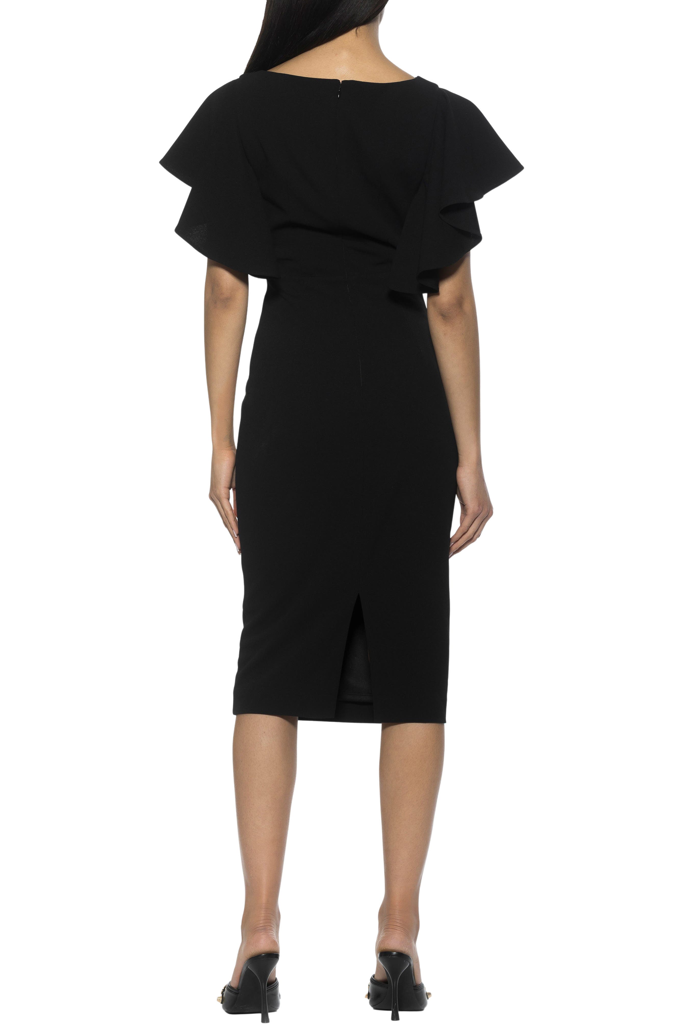 Alexia Admor Sherri Boatneck Ruffle Sleeve Midi Dress