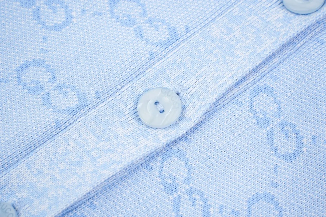GUCCI Pale Blue GG Jacquard Cotton Cardigan product photo from LabelPicks