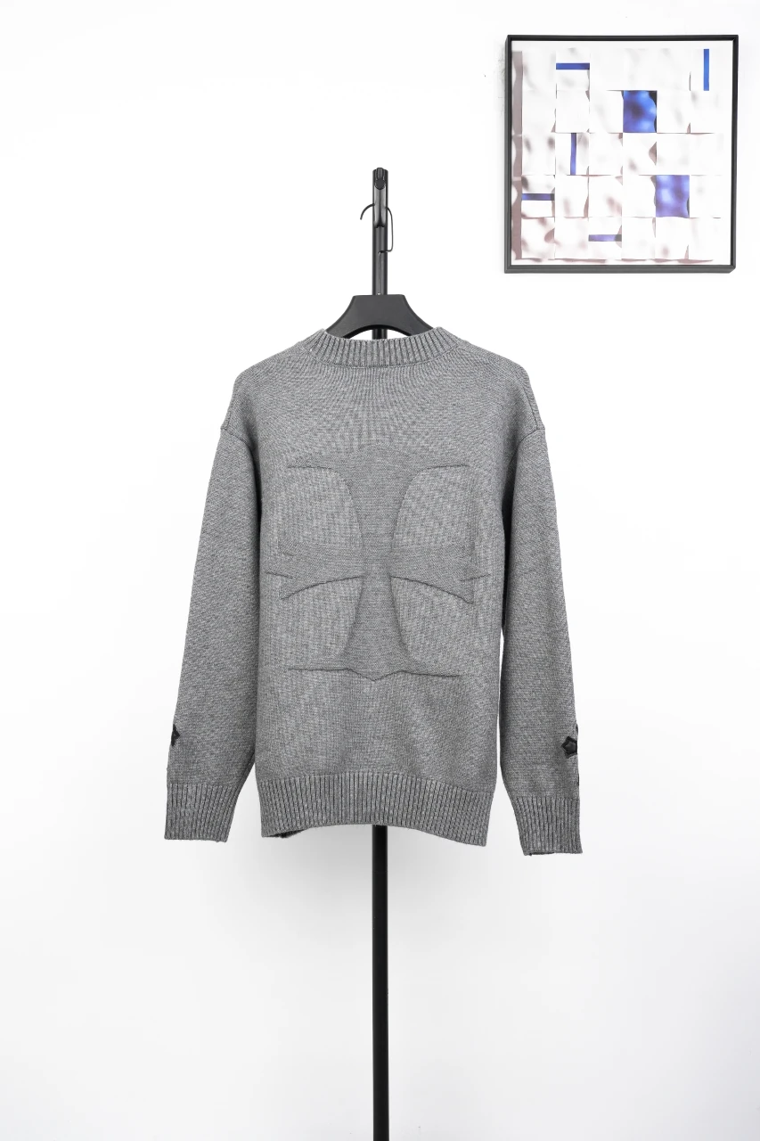 Chrome Hearts Grey Cross Leather Label Intarsia Crewneck Sweater product photo from LabelPicks