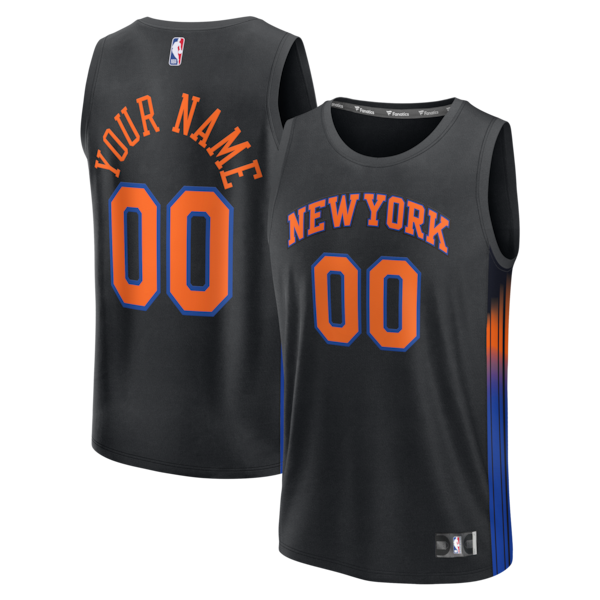New York Knicks  Fastbreak Custom Jersey - Statement Edition - Black/Navy/Blue