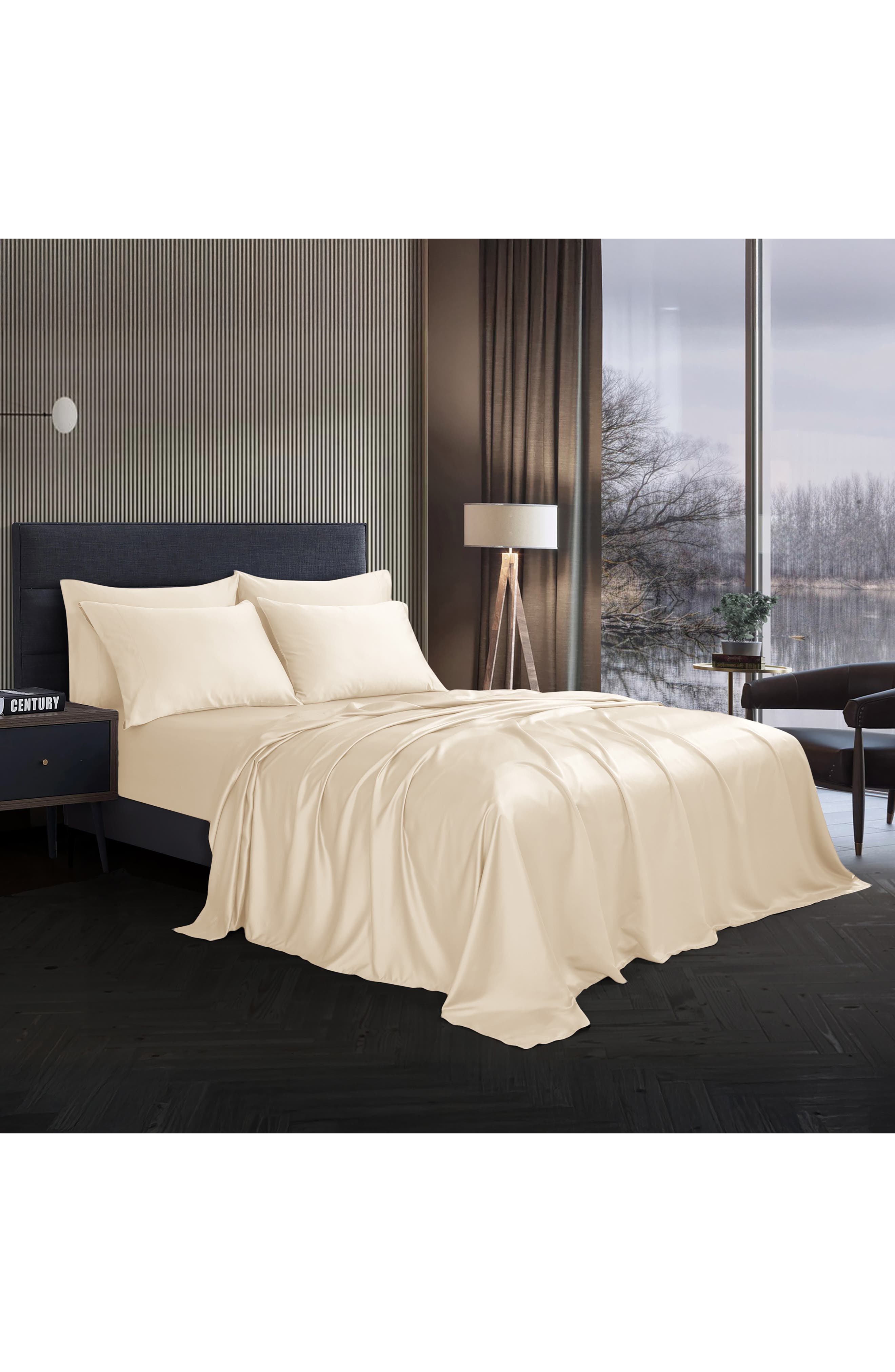 Modern Threads Solid Satin Deep Pocket 6-Piece Sheet Set