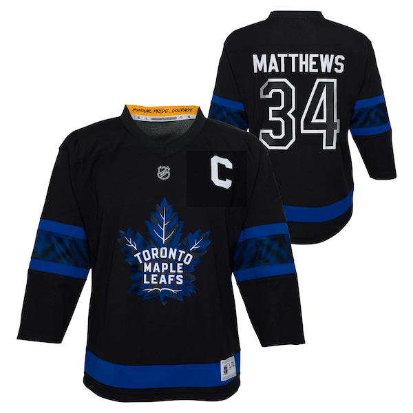 Auston Matthews Toronto Maple Leafs Youth Alternate Replica Player Jersey - Black/Blue