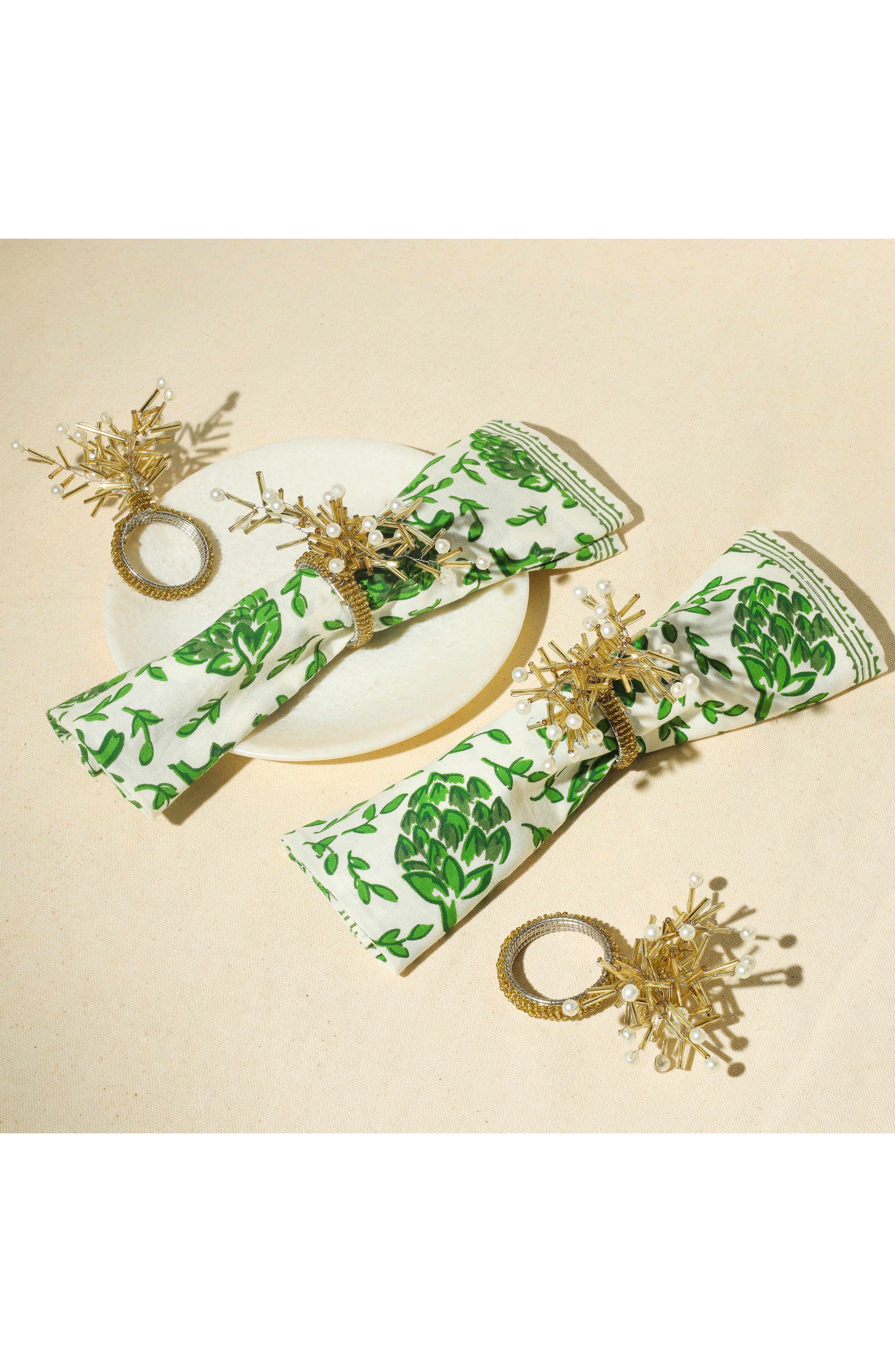 Tiramisu Golden Nova Set of 4 Starburst Napkin Rings
