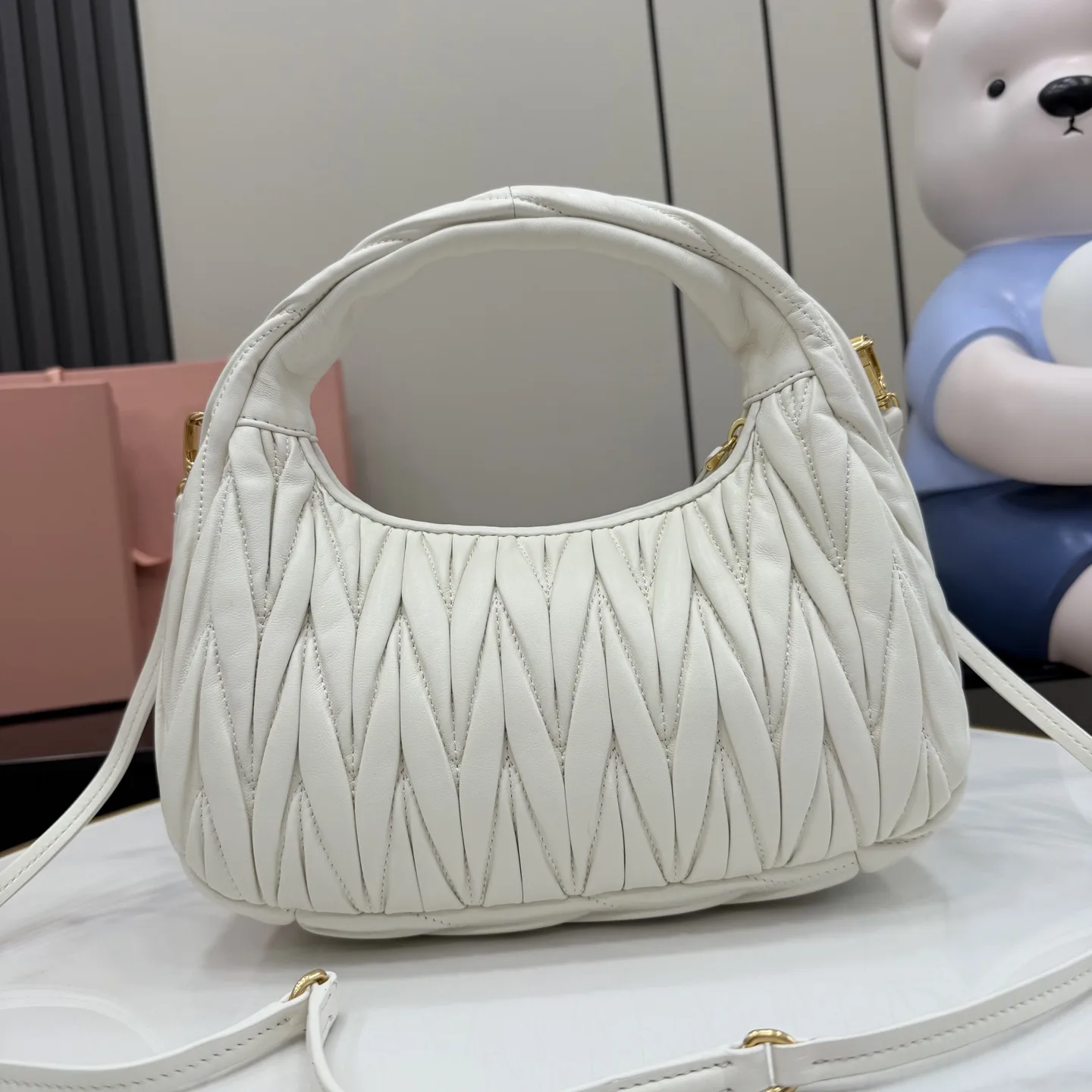 Miu Miu Matelasse White Lambskin Shoulder Bag product photo from LabelPicks