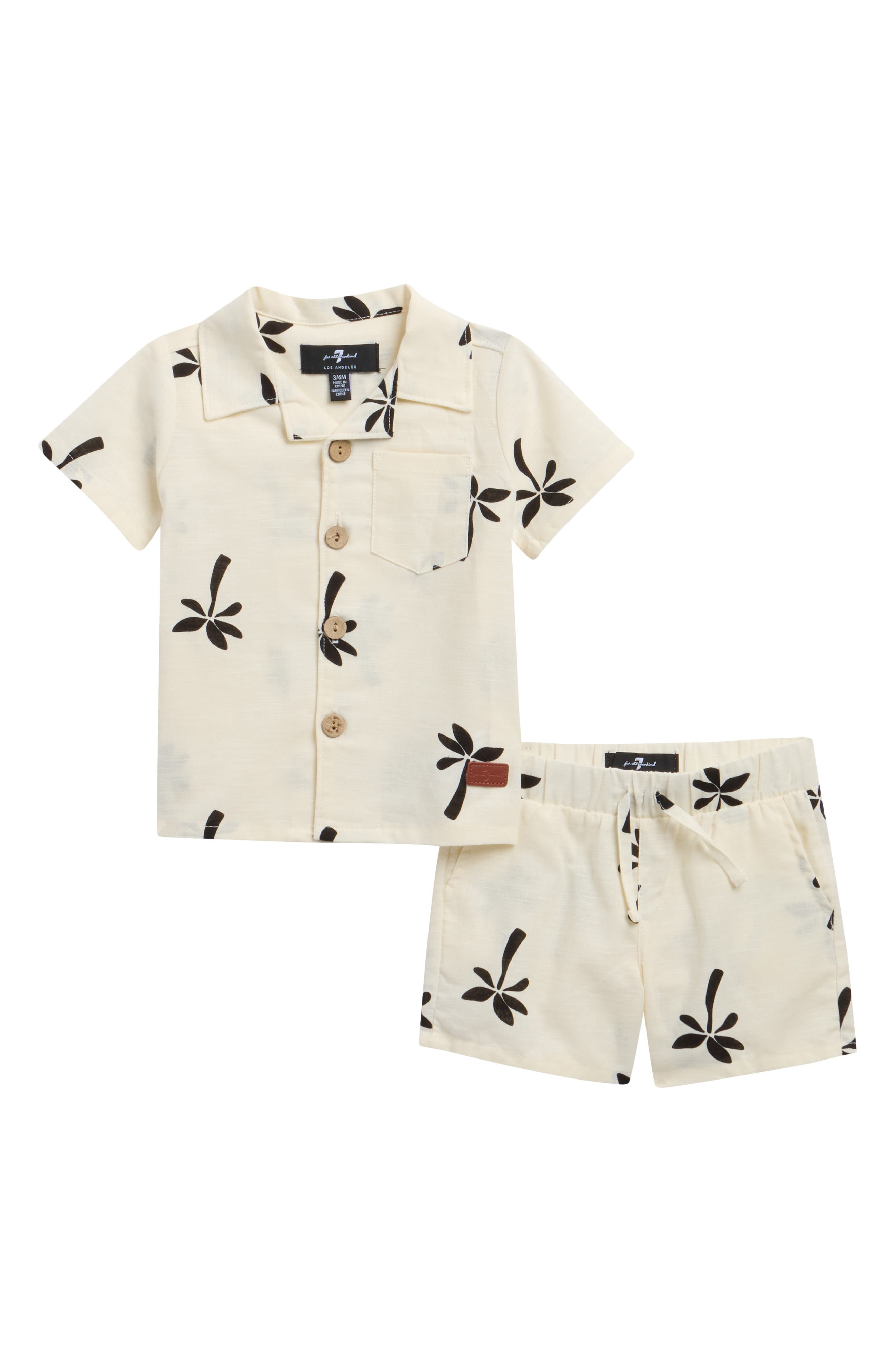 7 For All Mankind Cotton & Linen Cabana Shirt & Shorts Set
